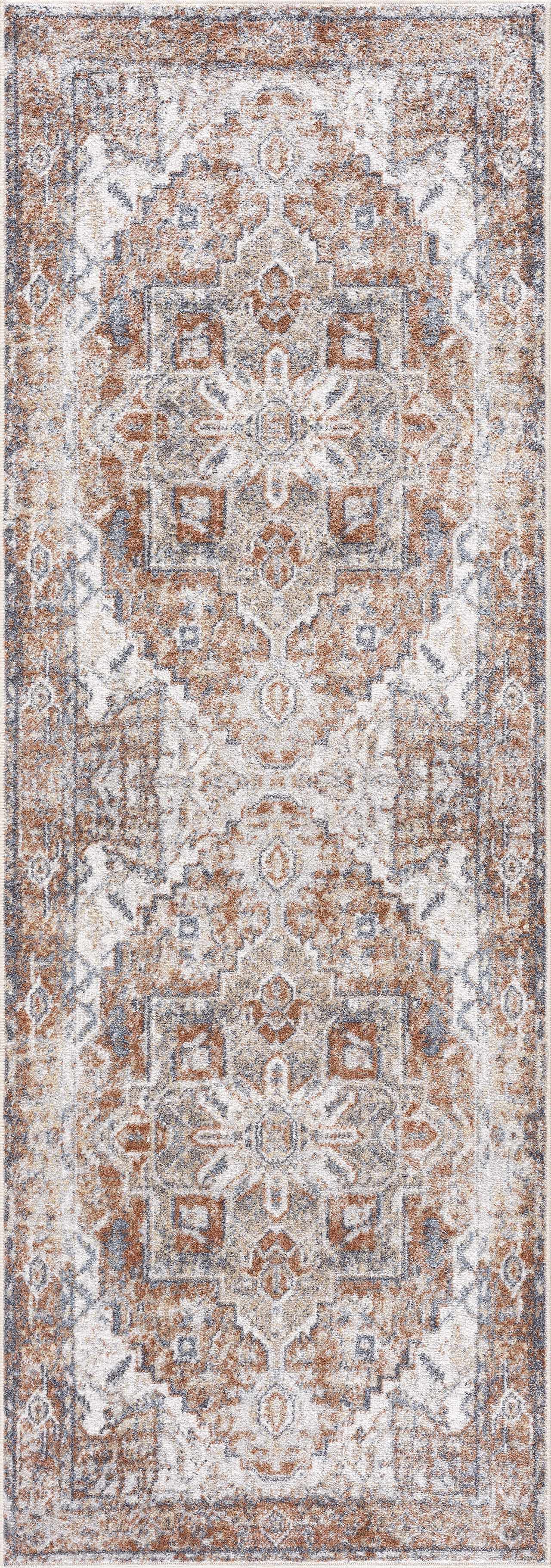 Rust Hera Washable Runner Rug - Clearance
