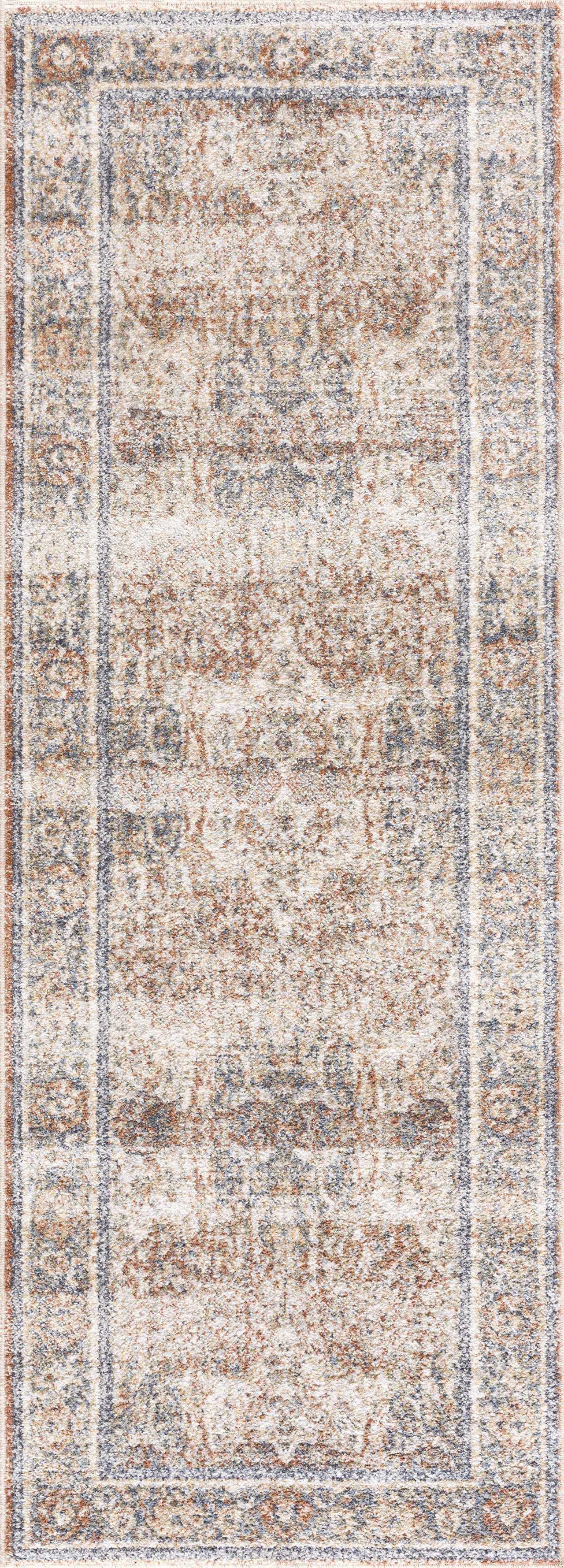 Arias Beige Blue Washable Runner Rug