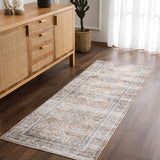 Arias Beige Blue Washable Runner Rug