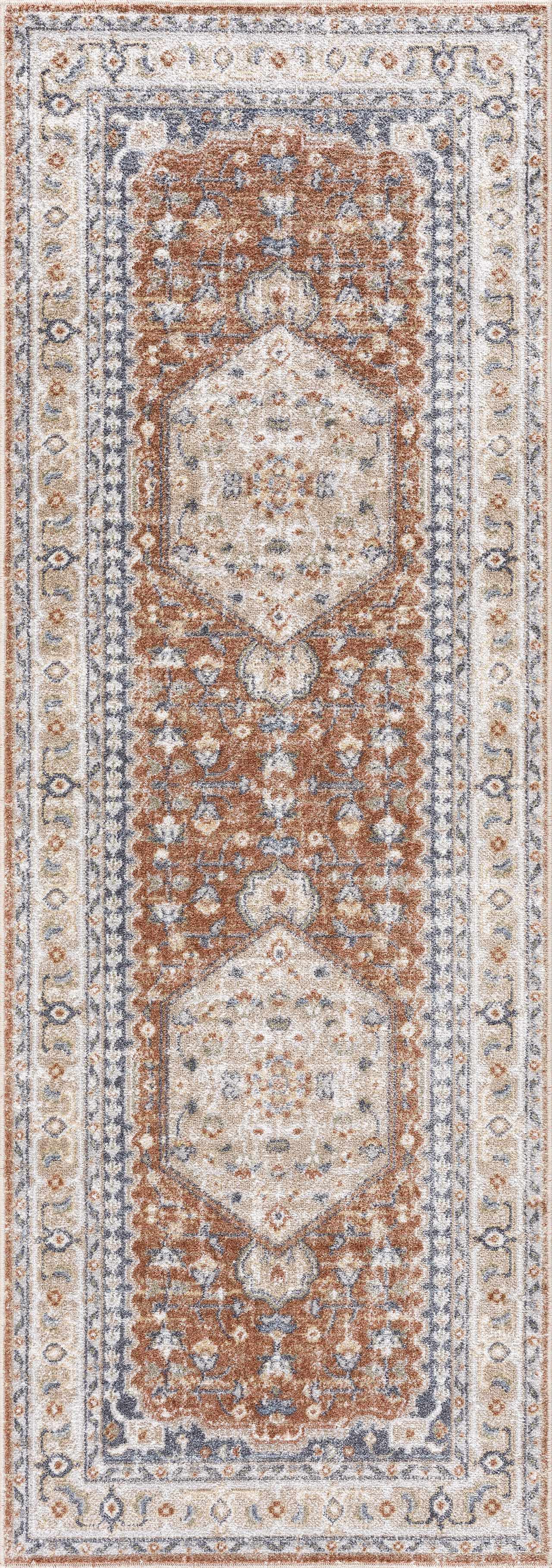 Gael Rust Washable Runner Rug