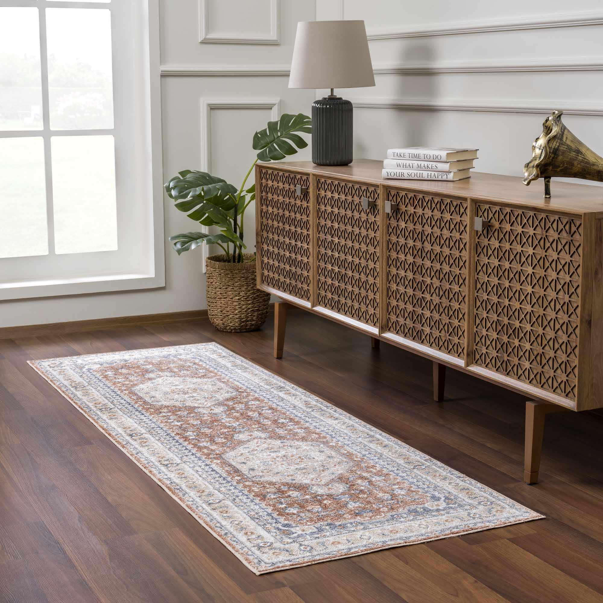 Gael Rust Washable Runner Rug