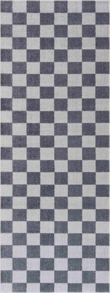Alie Gray Checkered Washable Runner Rug