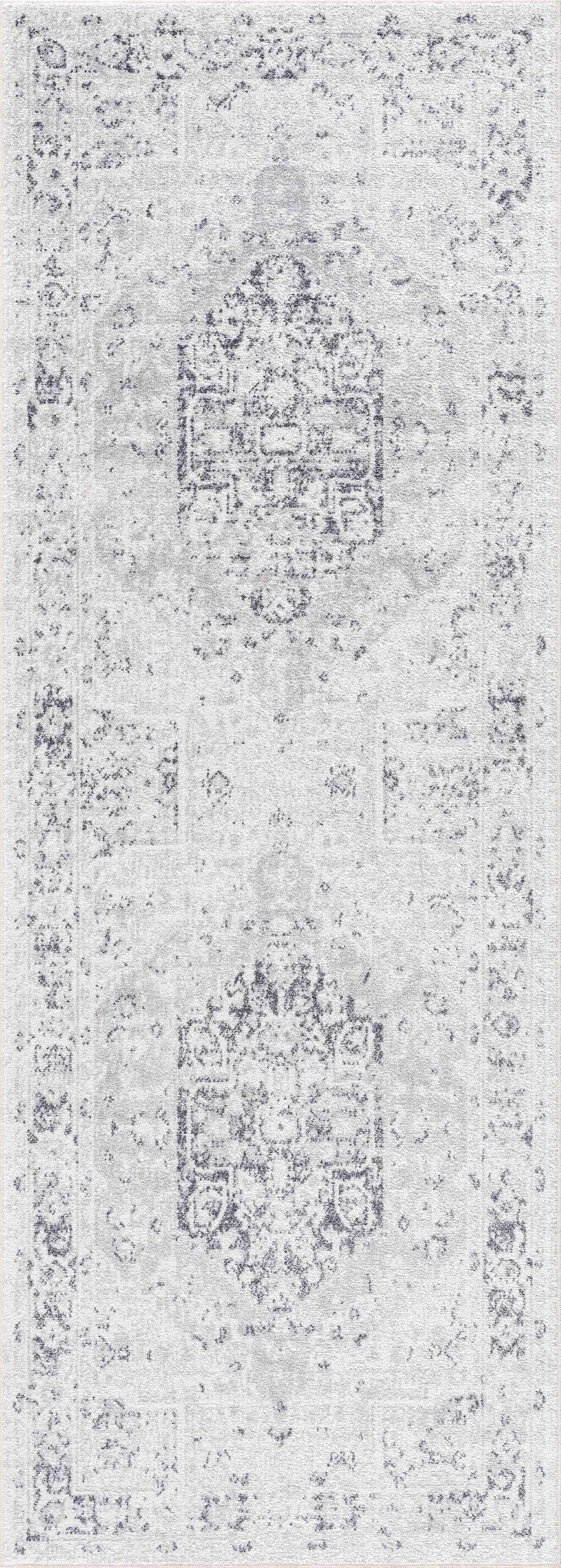 Akram Cream & Antrasit Washable Runner Rug