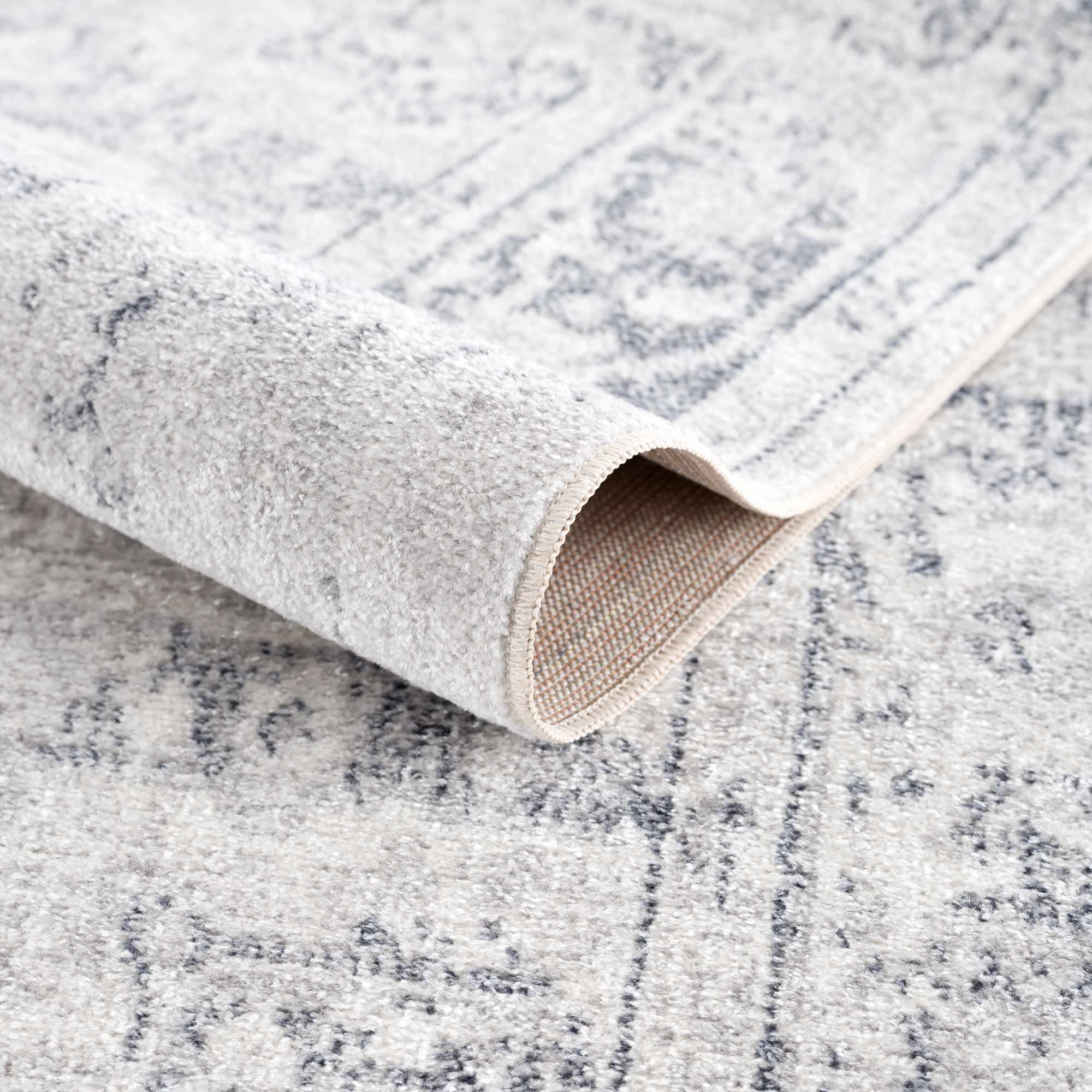 Akram Cream & Antrasit Washable Runner Rug