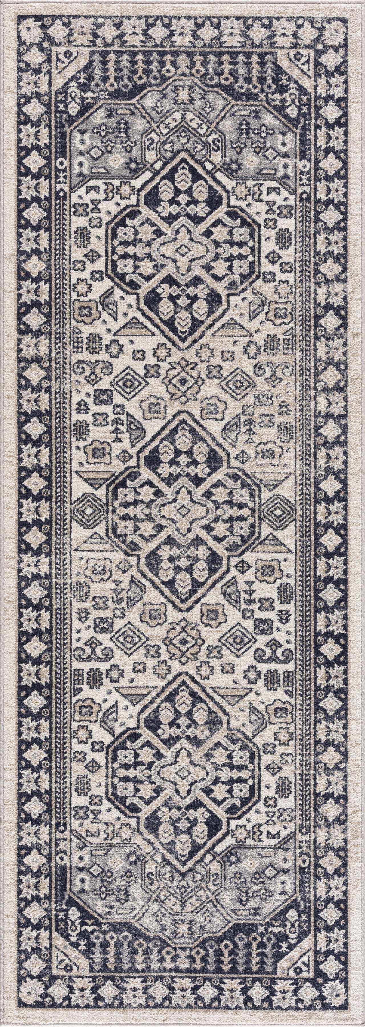 Cabacungan Cream & Gray Washable Runner Rug
