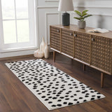 Cansu Black & White Dotted Runner Rug
