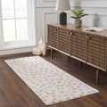 Cansu Pink & Cream Dotted Runner Rug