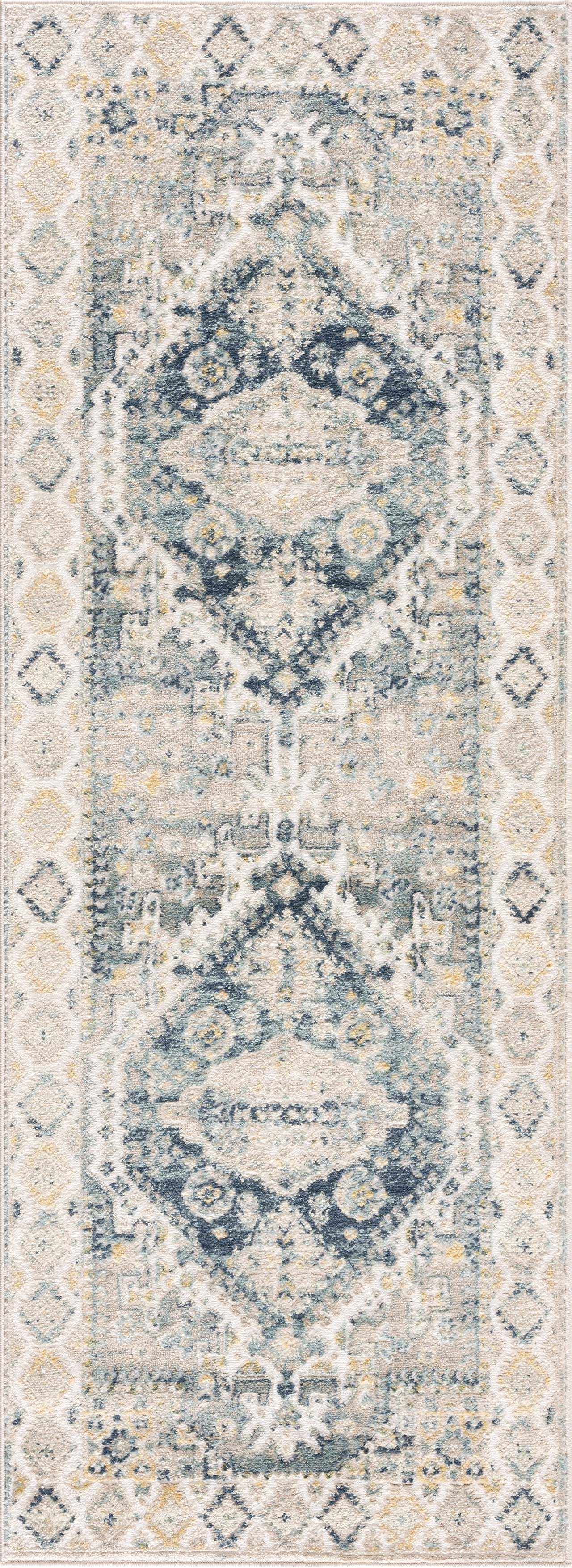 Brend Blue Medallion Runner Rug