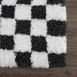 Atira Black & White Checkered Runner Rug