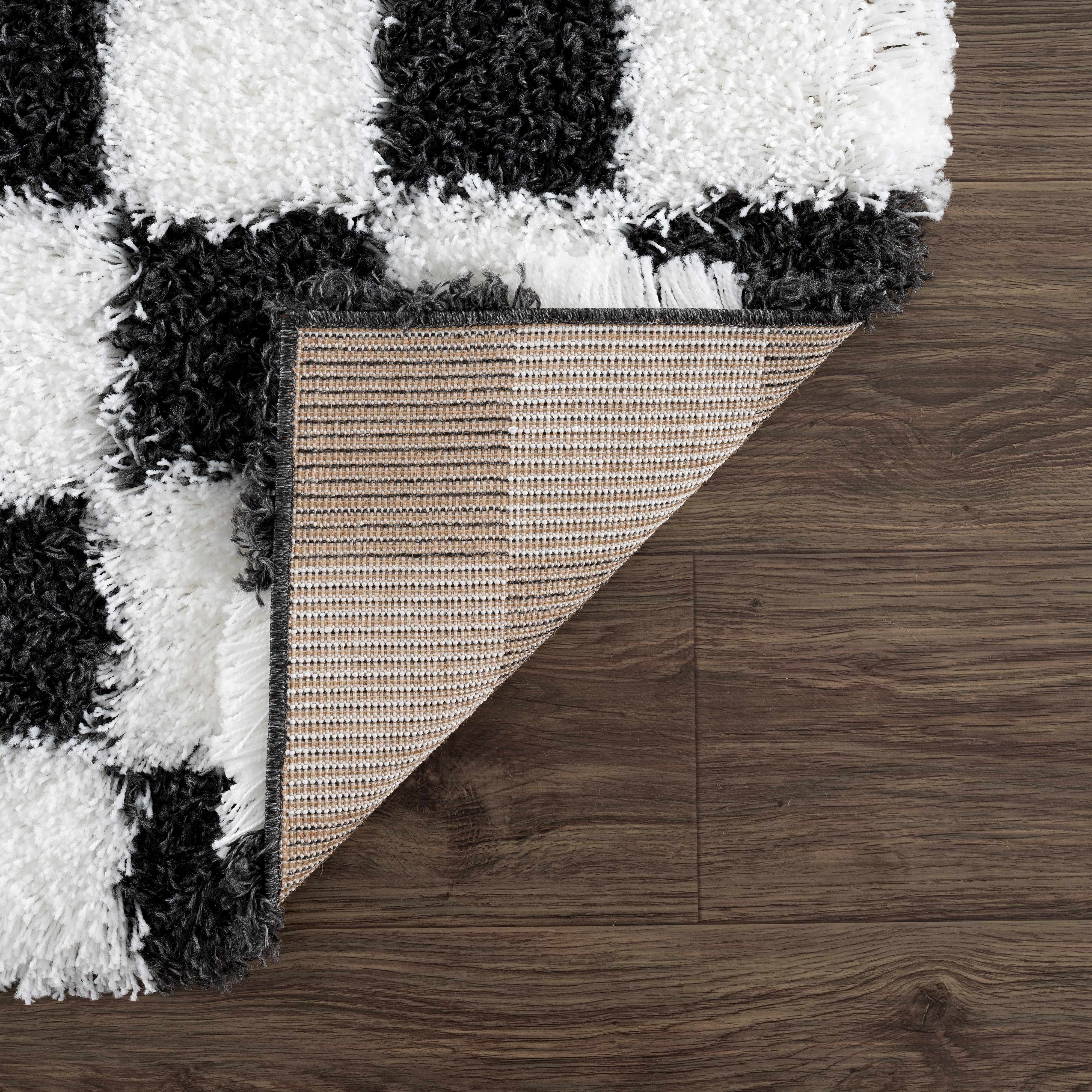 Atira Black & White Checkered Runner Rug