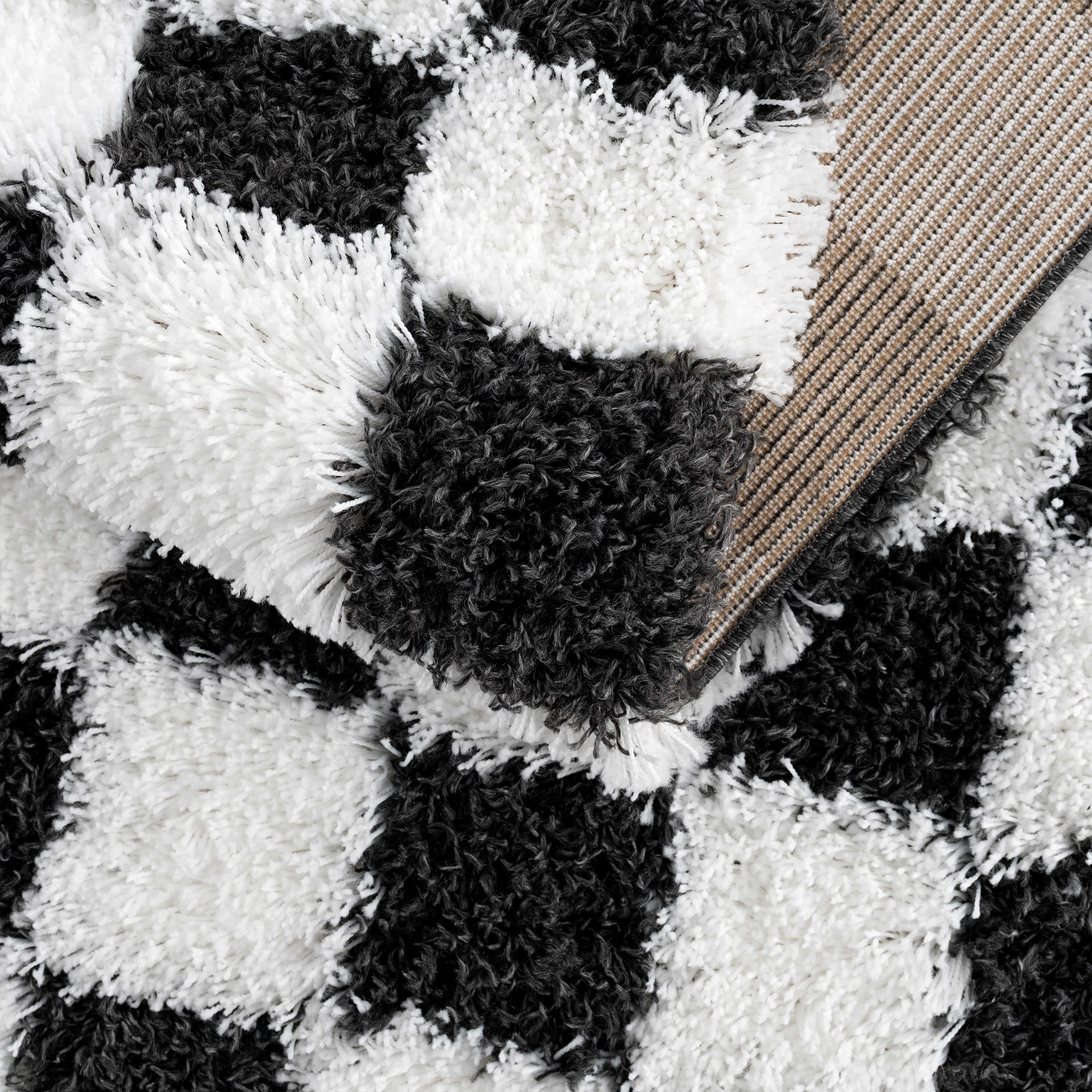 Atira Black & White Checkered Runner Rug