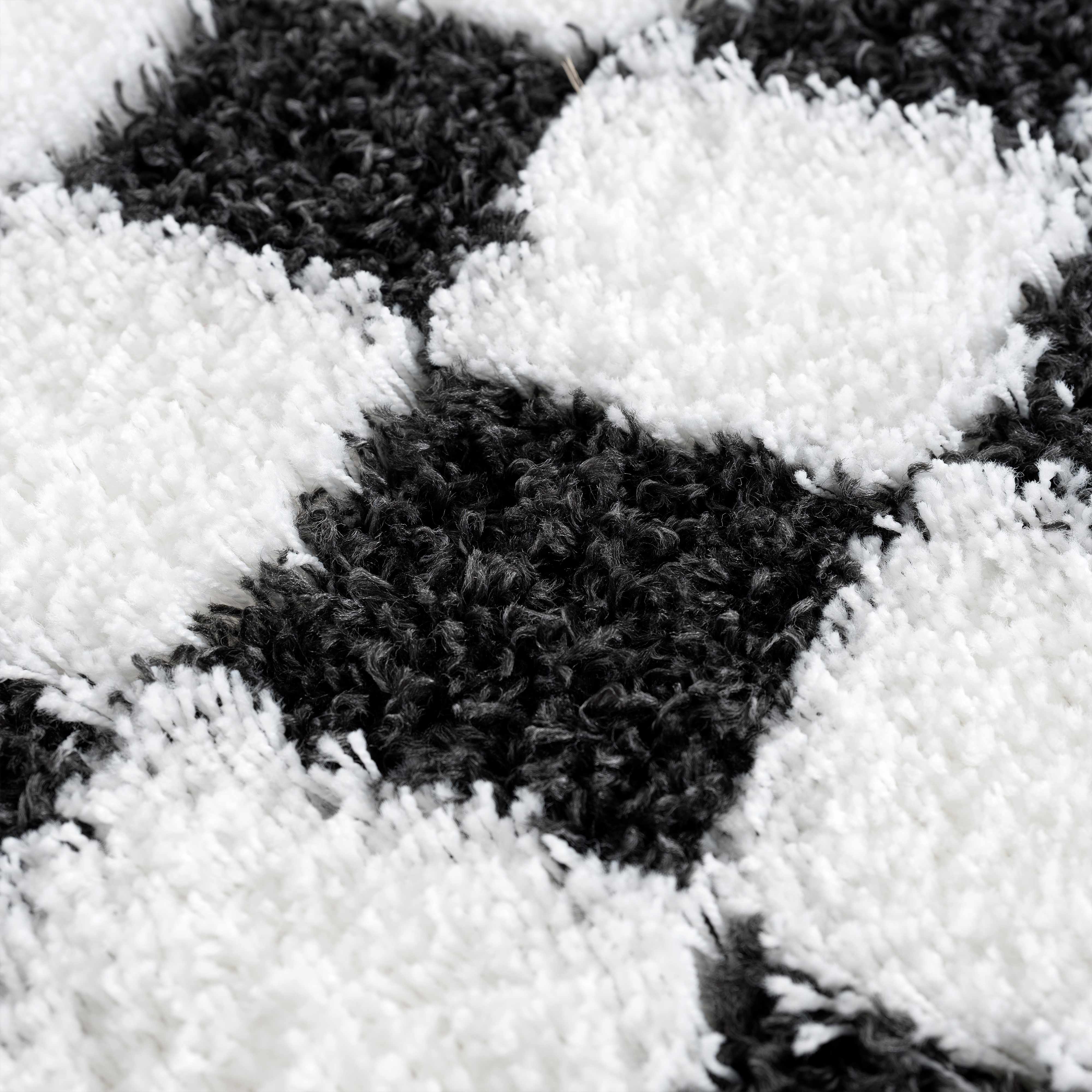 Atira Black & White Checkered Runner Rug