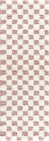 Atira Pink Checkered Runner Rug