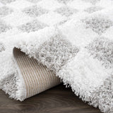 Atira Gray Checkered Runner Rug
