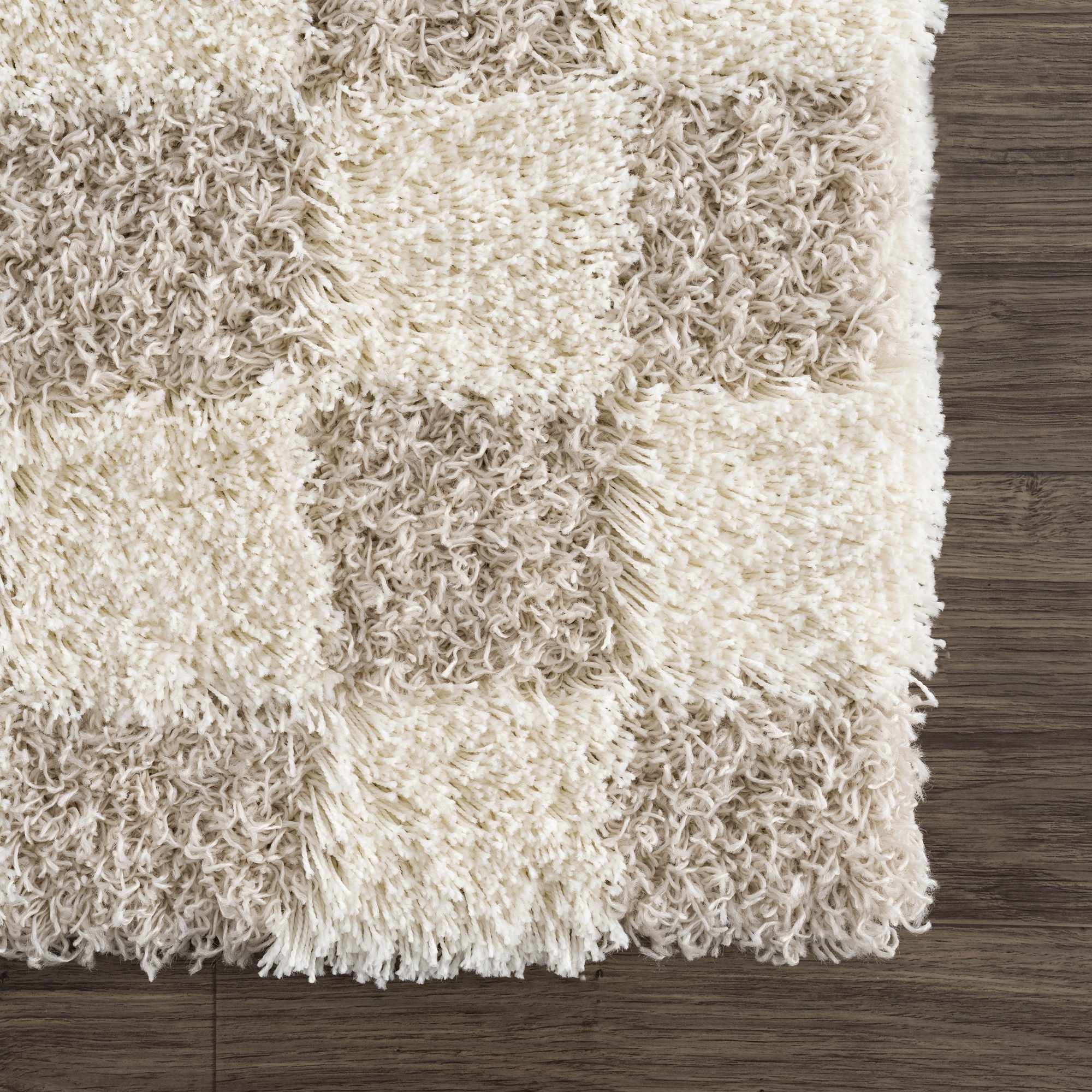 Atira Light Brown Checkered Runner Rug