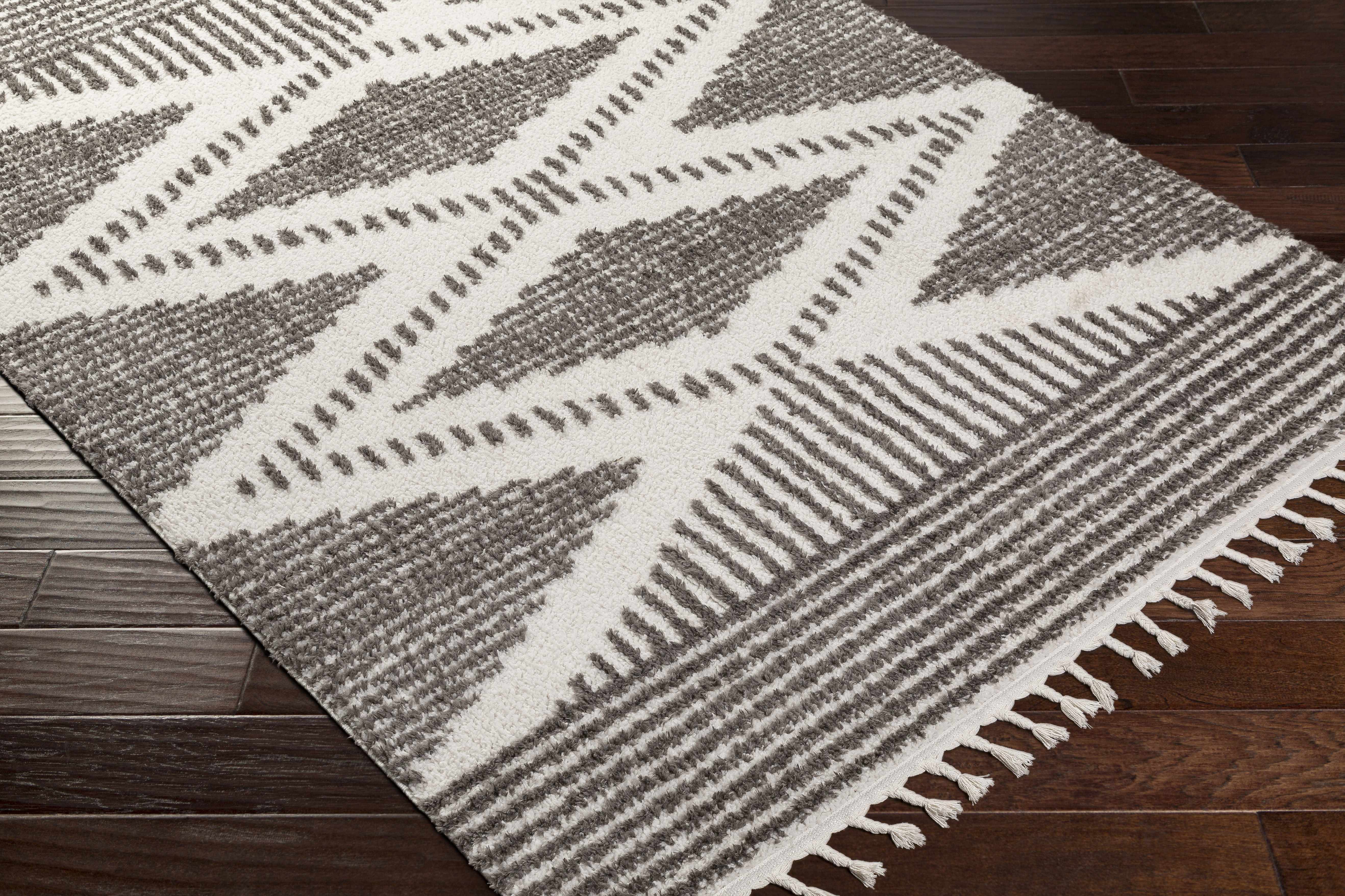 Claver Charcoal & Cream Runner Rug