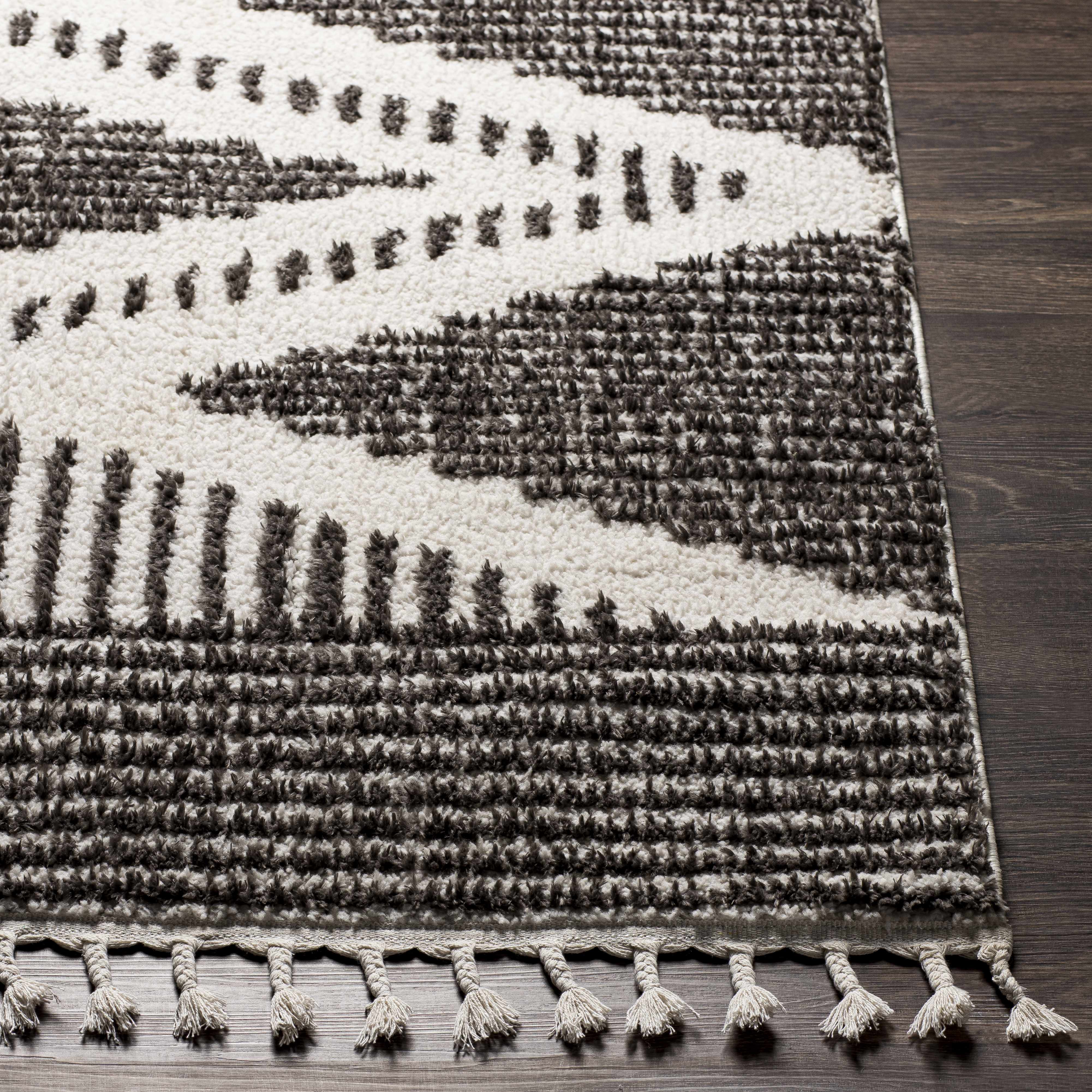 Claver Charcoal & Cream Runner Rug