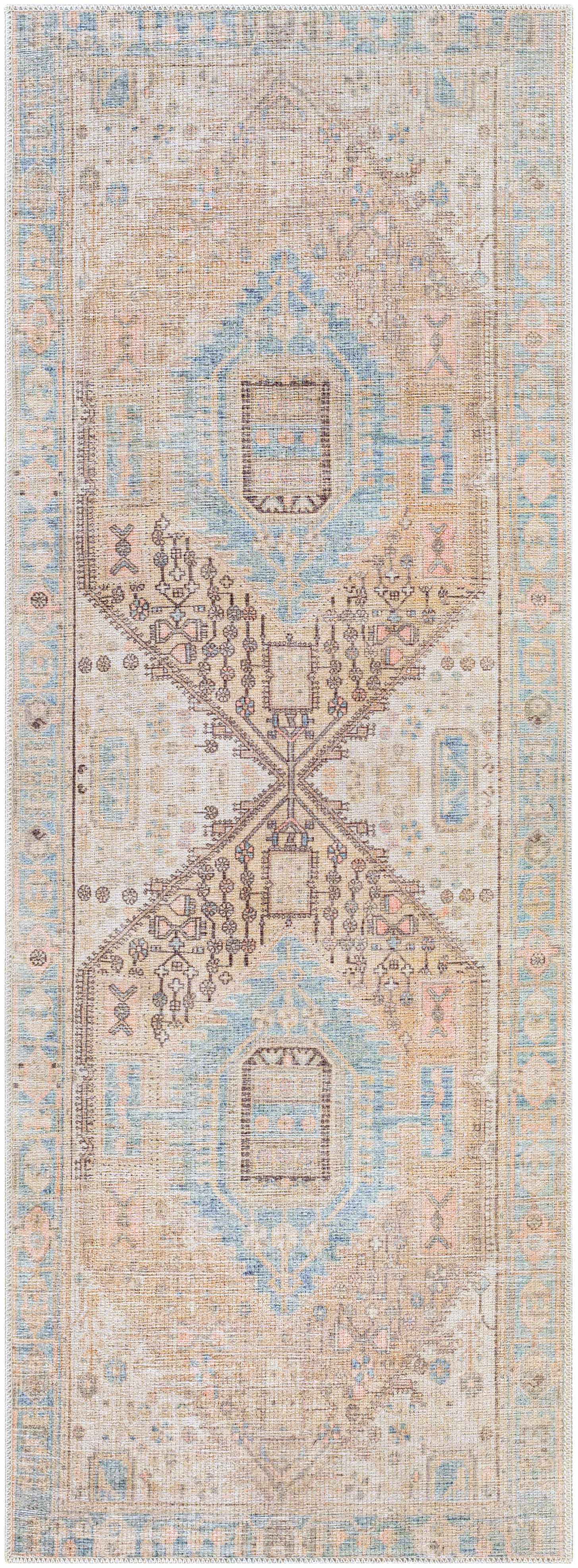 Light Olive Baloy Washable 7ft Runner Rug