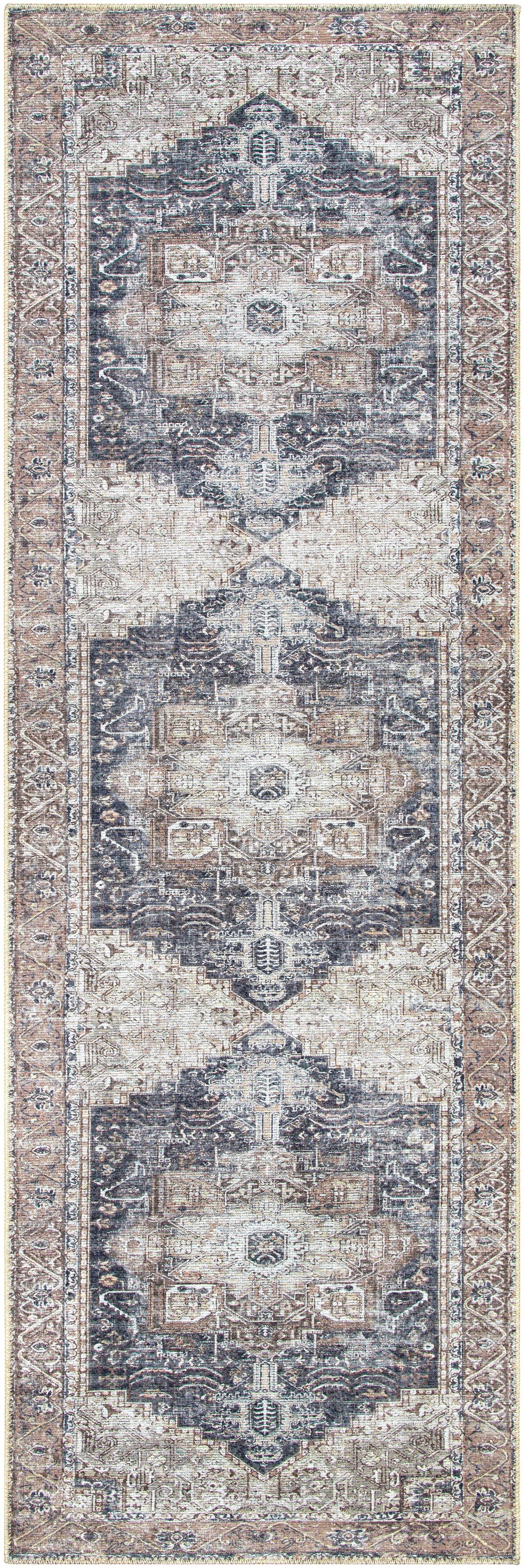 Beige Rosman Washable Runner Rug - Clearance