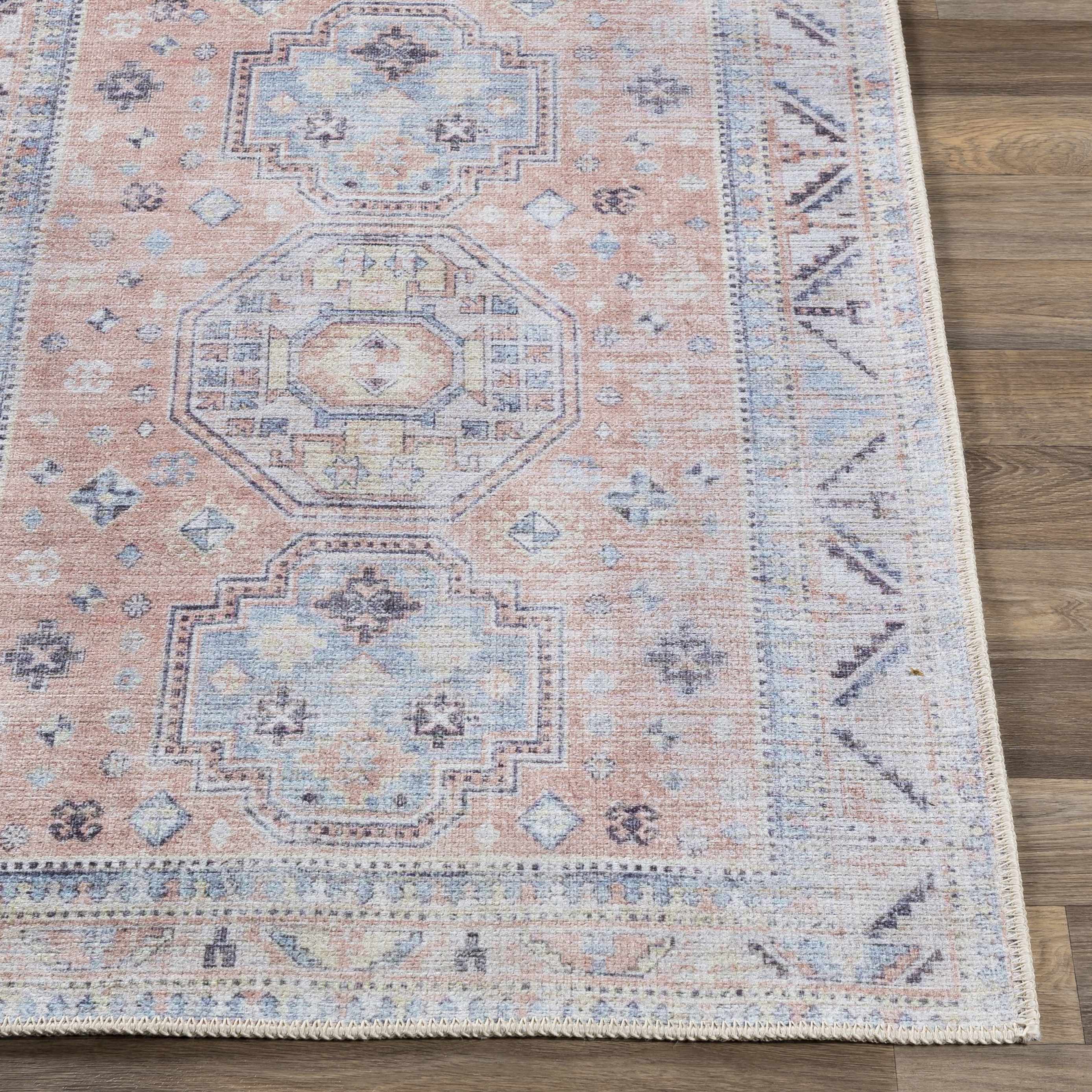 Morcott Peach Washable Runner Rug