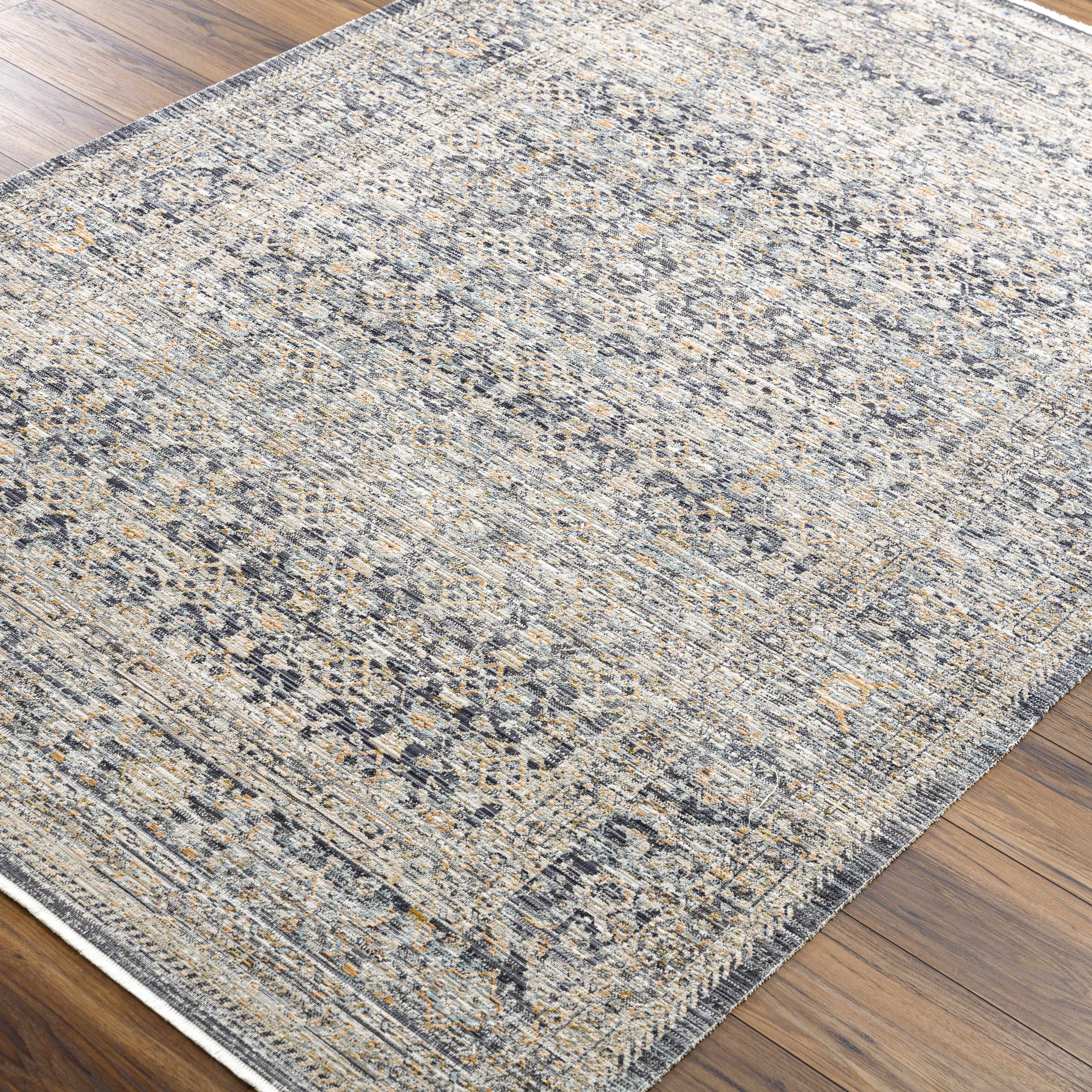 Margaret Damask Navy Washable Runner Rug - Surya x Becki Owens