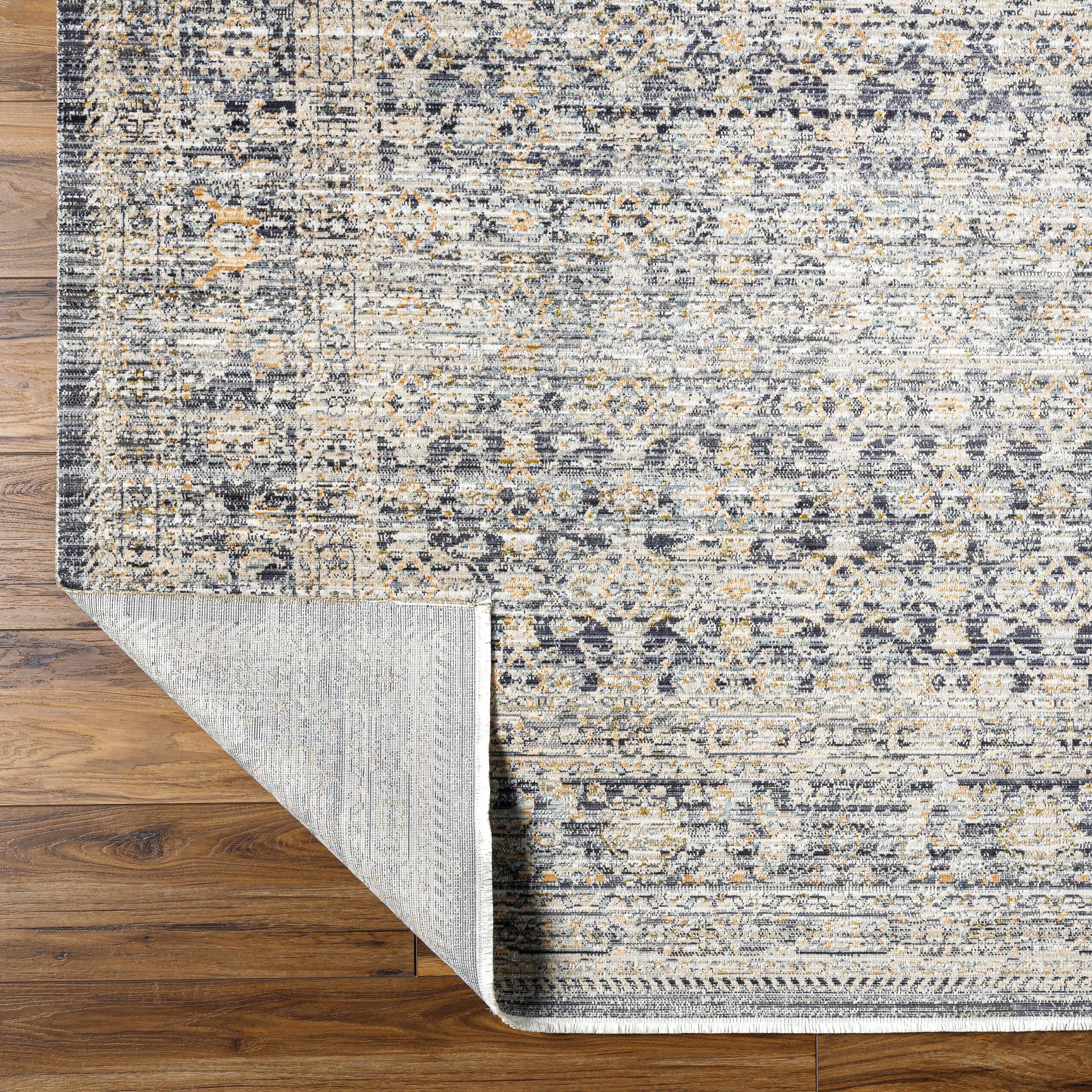 Margaret Damask Navy Washable Runner Rug - Surya x Becki Owens