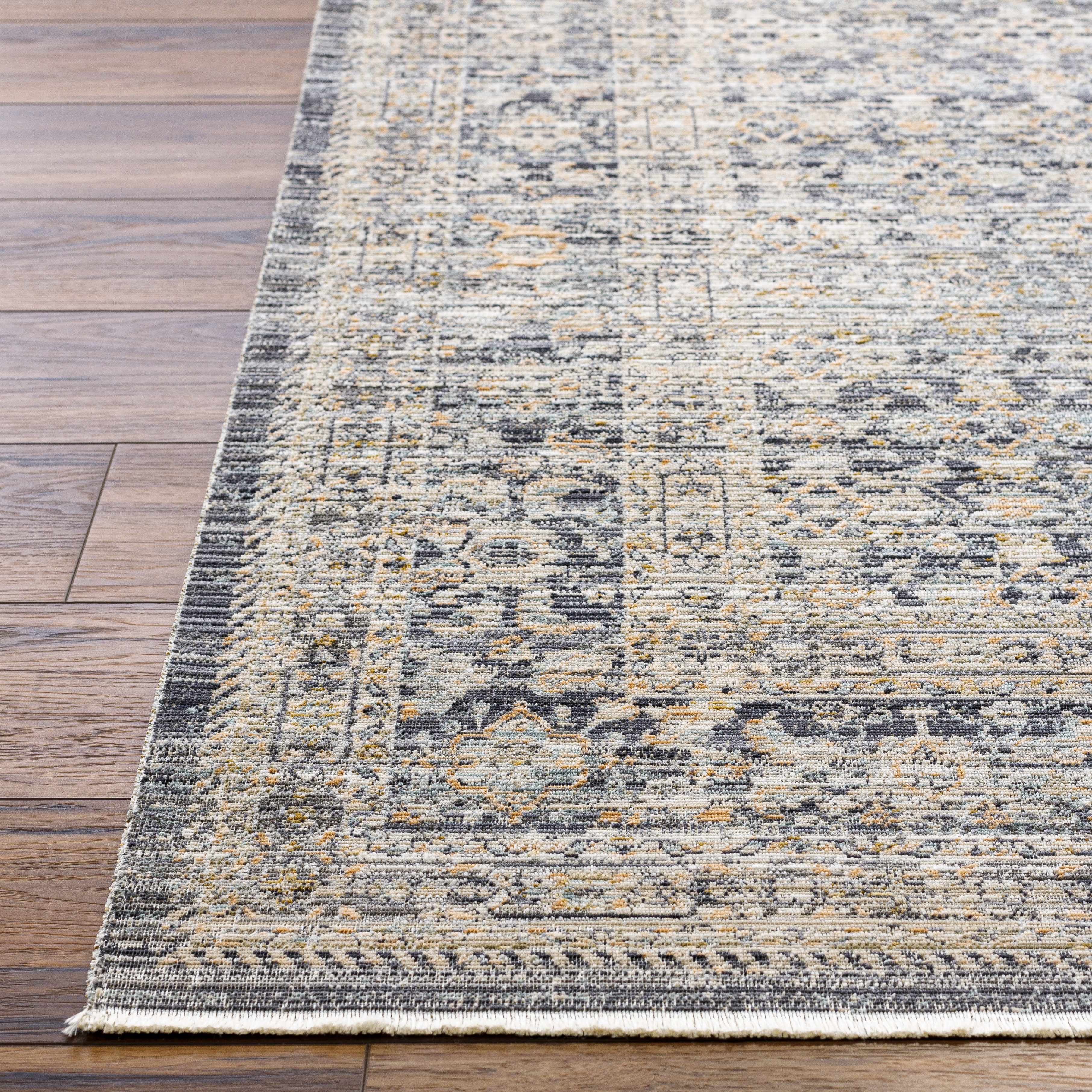 Margaret Damask Navy Washable Runner Rug - Surya x Becki Owens