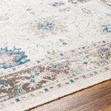 Arwel Cream & Blue Washable Runner Rug