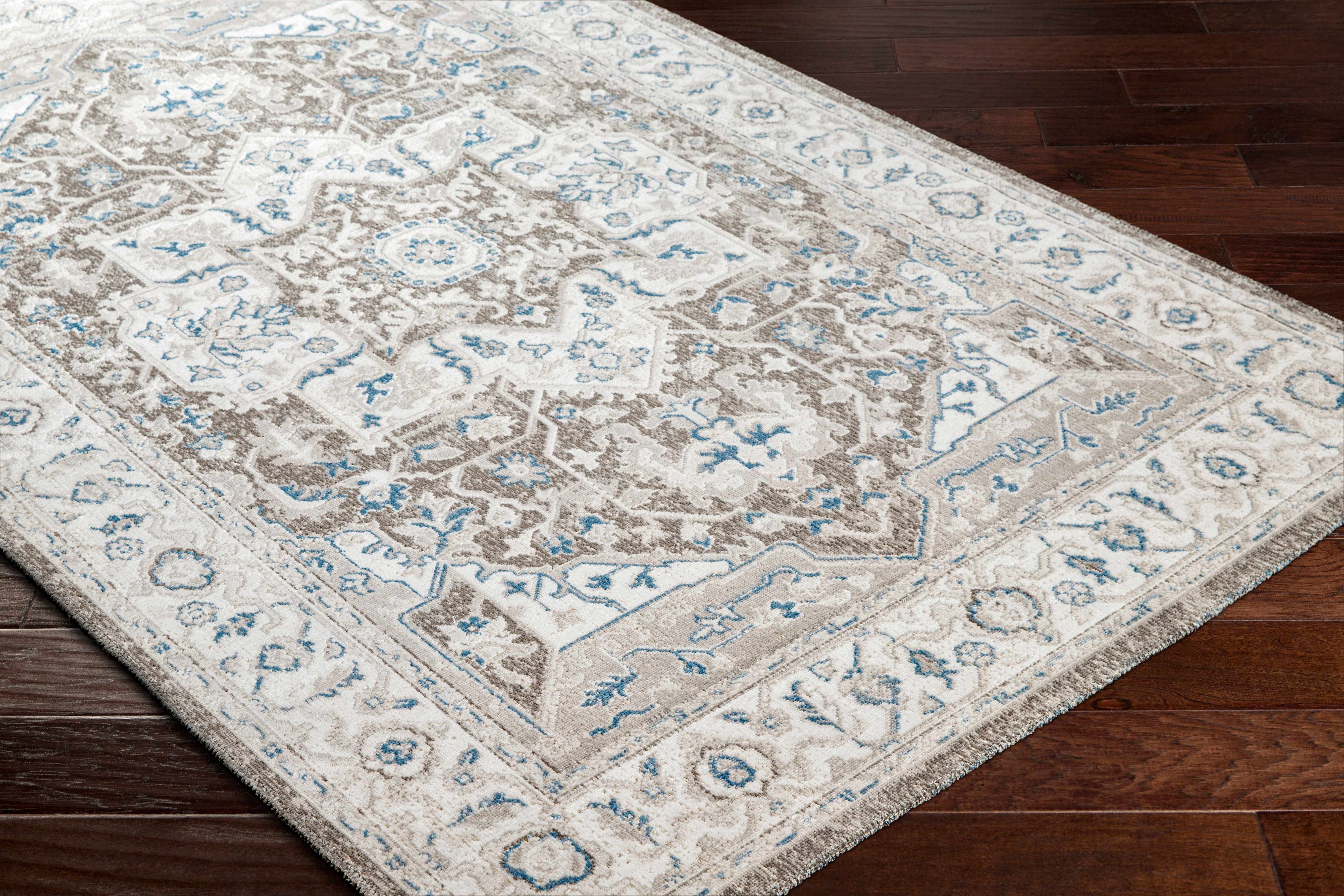 Roho Beige & Blue Washable Runner Rug