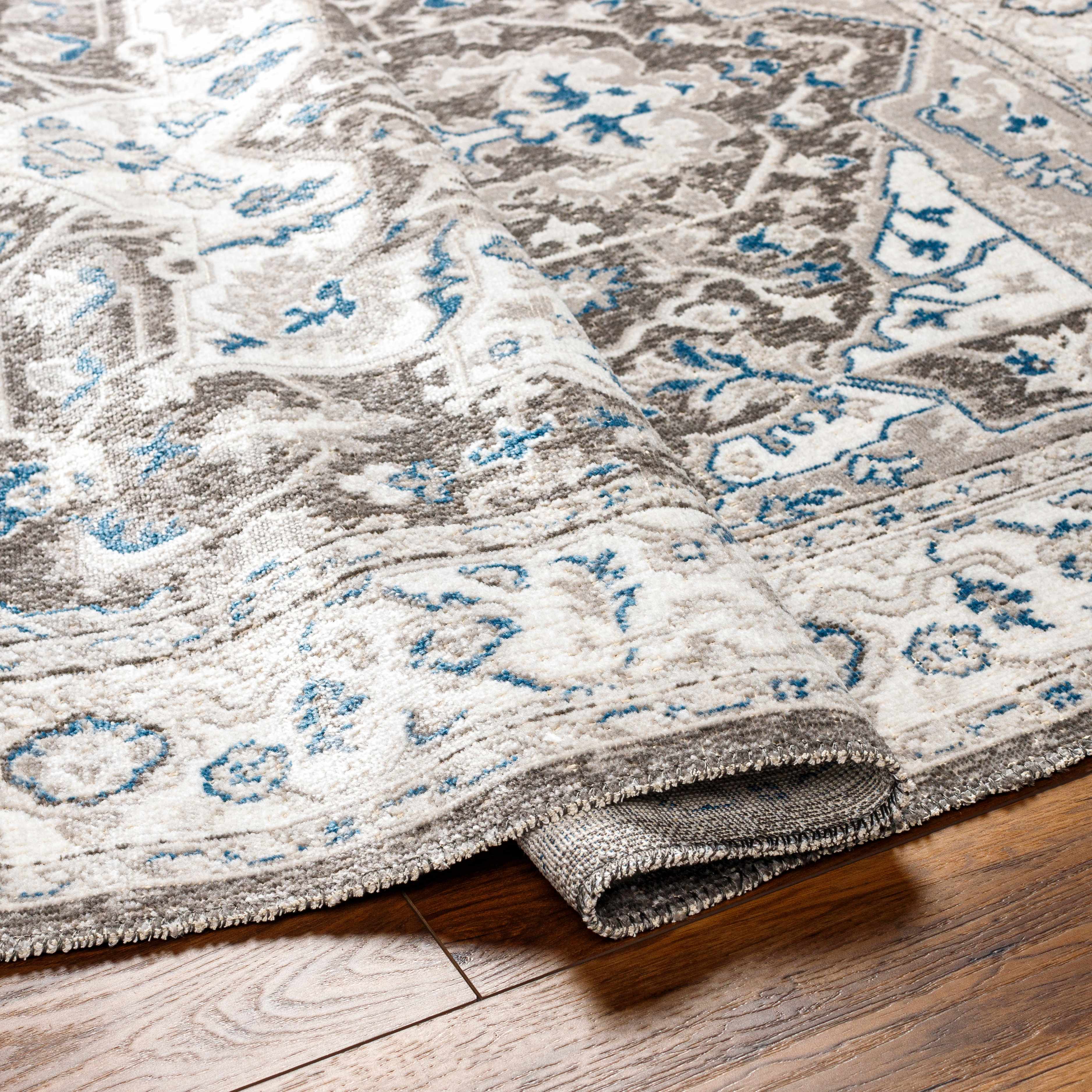 Roho Beige & Blue Washable Runner Rug