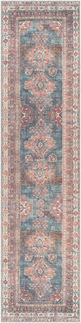 Baltinglass Rust & Blue Washable Runner Rug - Clearance