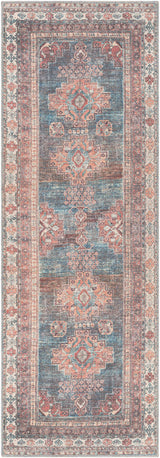 Baltinglass Rust & Blue Washable Runner Rug - Clearance