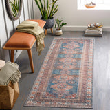 Baltinglass Rust & Blue Washable Runner Rug - Clearance