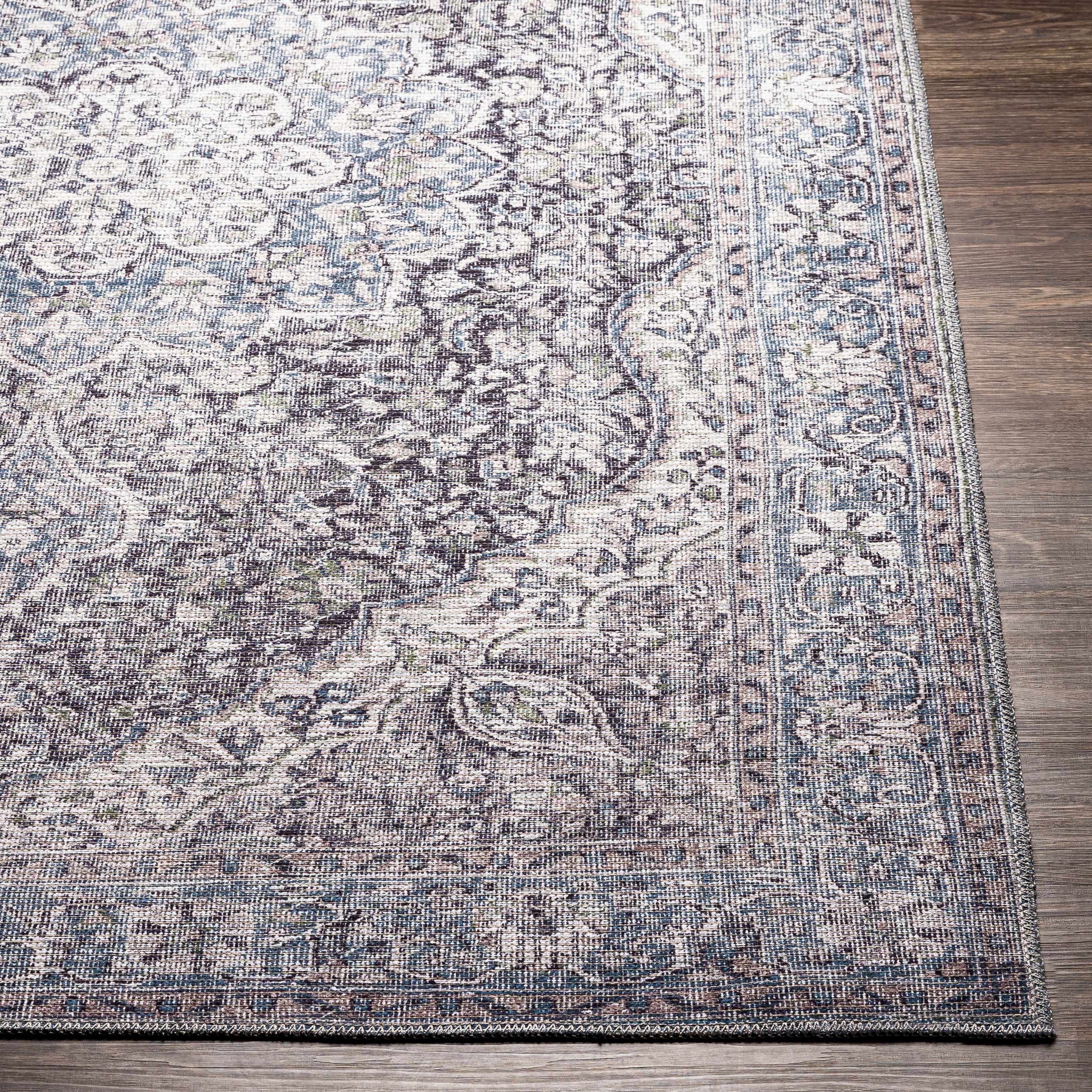 Blue Tavas Medallion Washable Runner Rug - Clearance