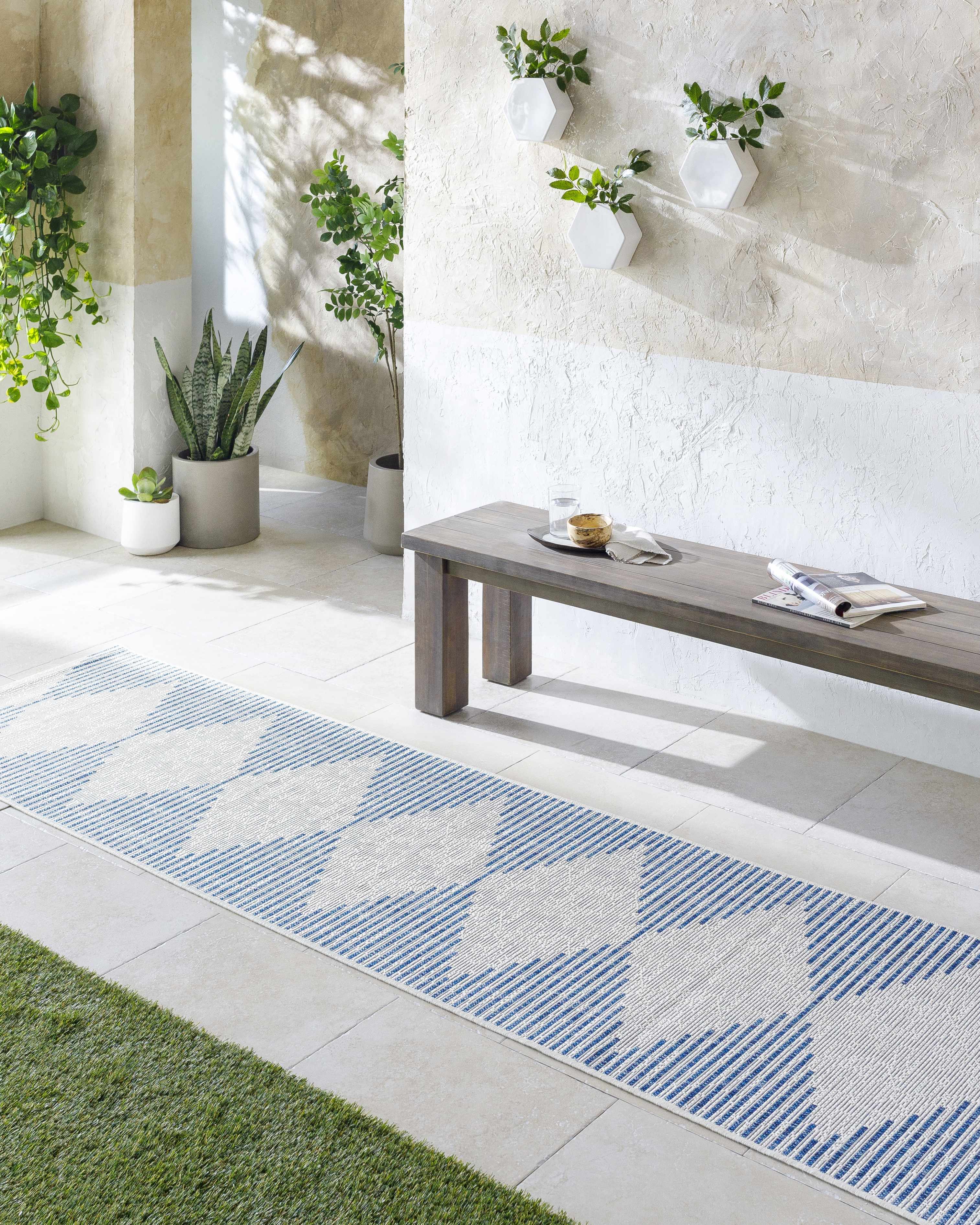 Stephan Blue & Cream Indoor & Outdoor Rug