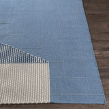 Blue Hanwood Wool Blend Braided Runner Rug