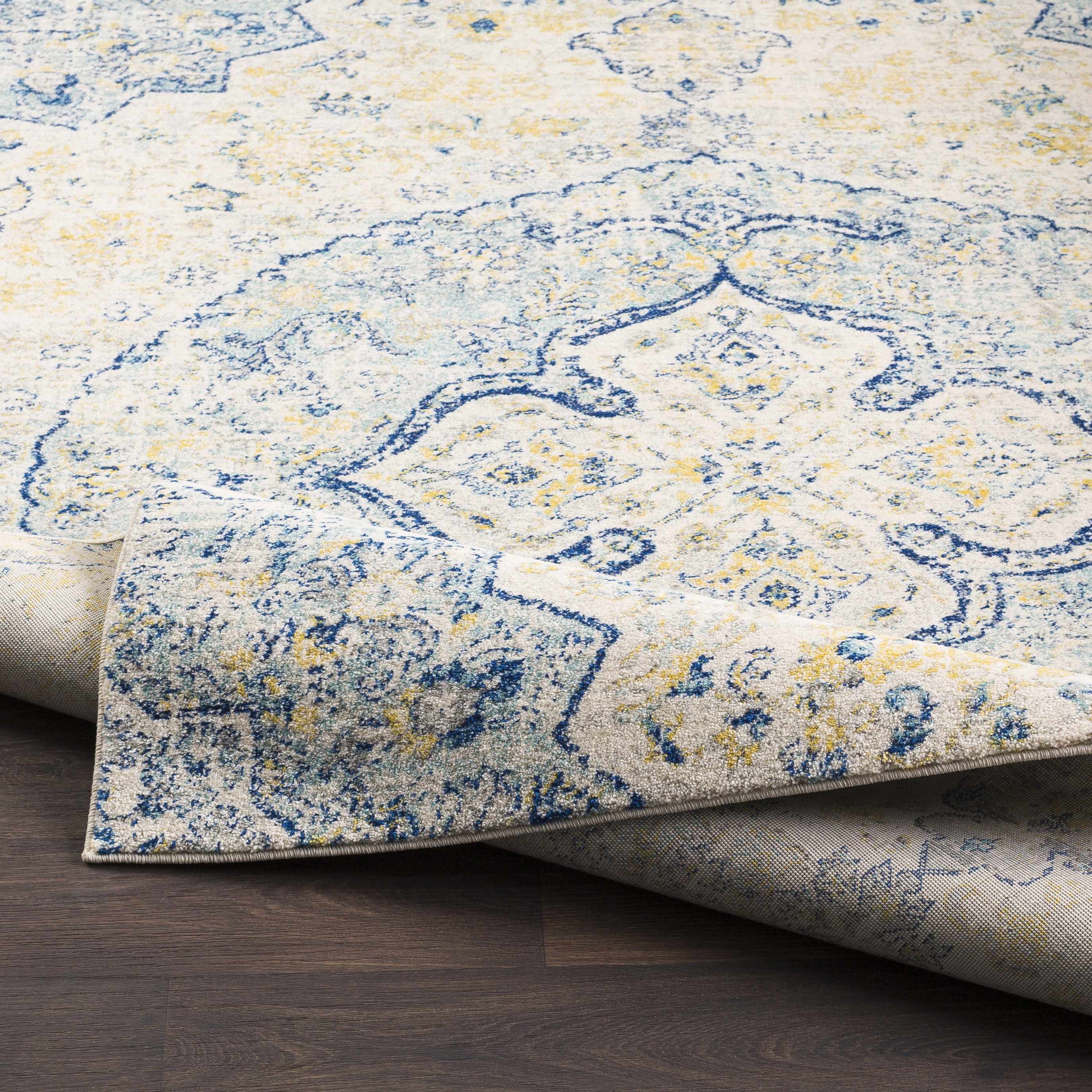 Ivory Teal Ojus Runner Rug