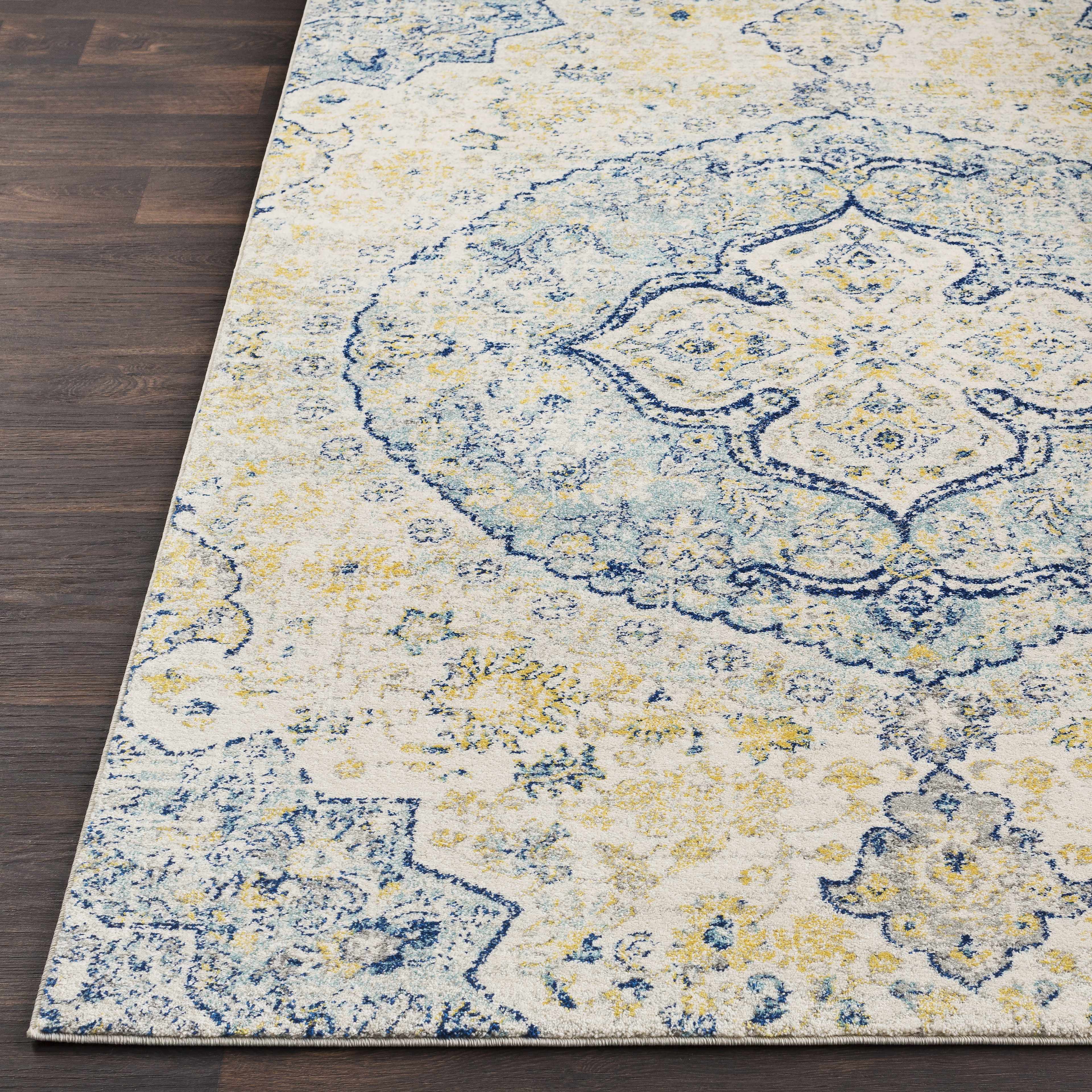 Ivory Teal Ojus Runner Rug