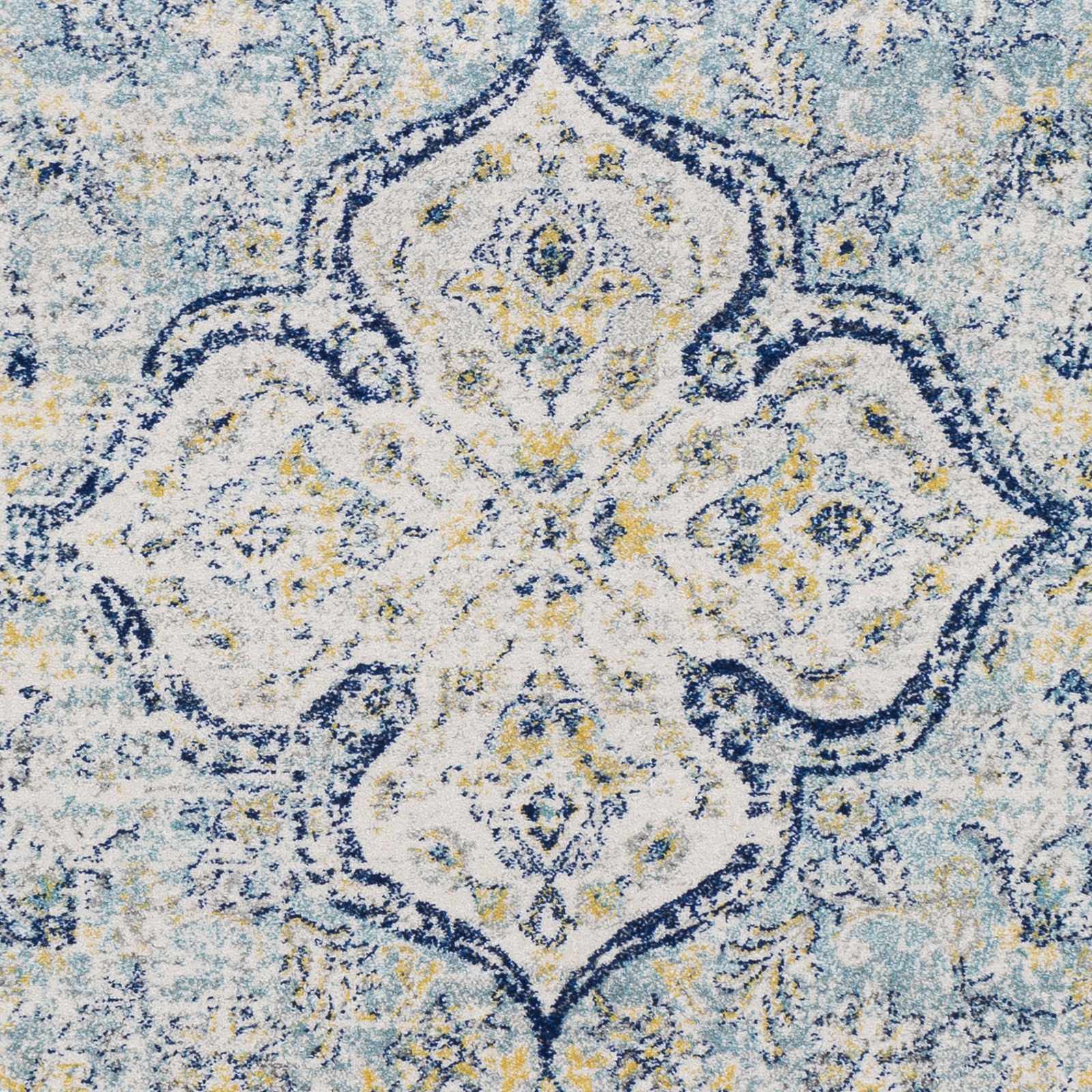 Ivory Teal Ojus Runner Rug