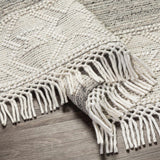 Cream Magnaga Wool Blend Braided Tassel Runner Rug