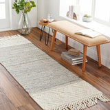 Cream Magnaga Wool Blend Braided Tassel Runner Rug