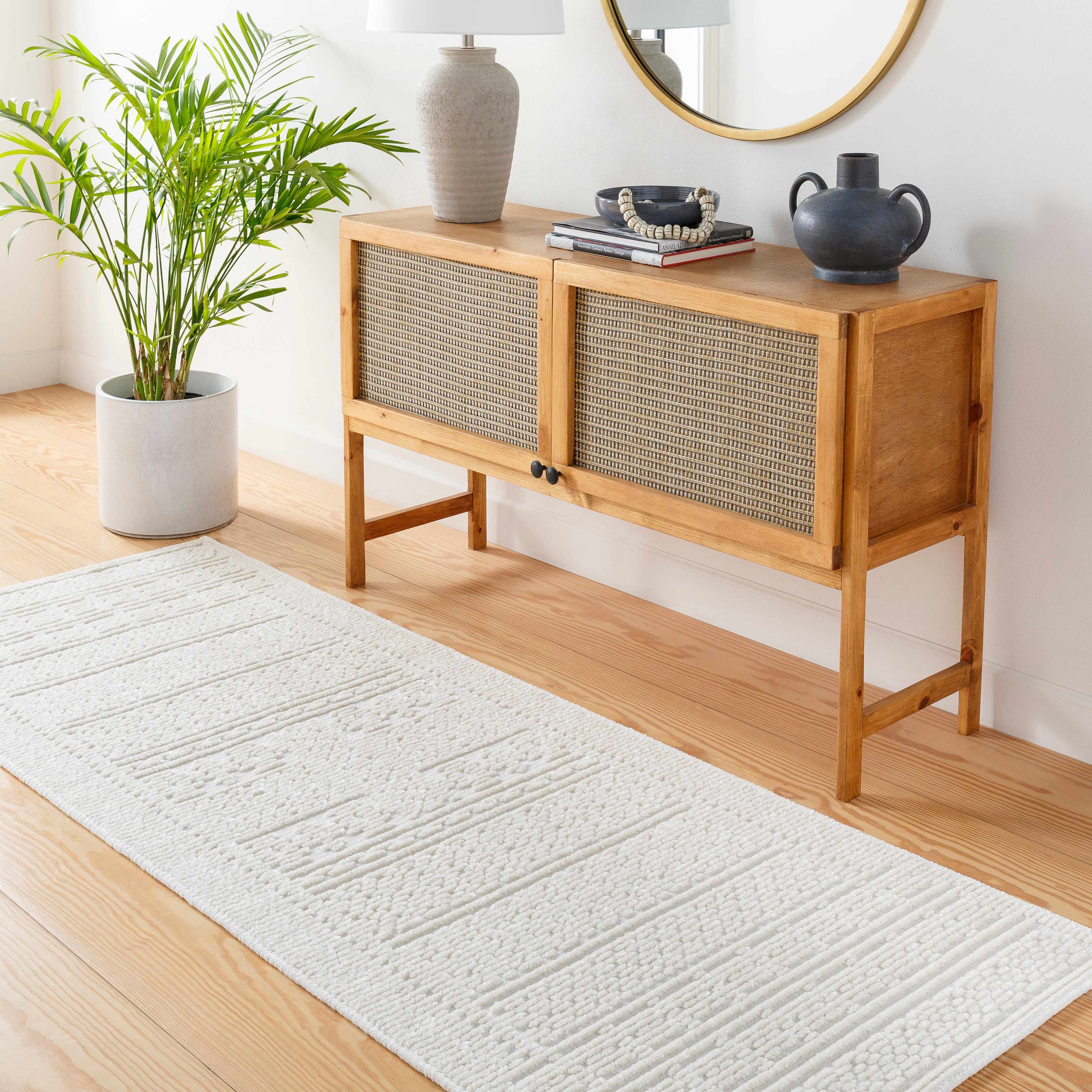 Bahar Cream Washable Runner Rug