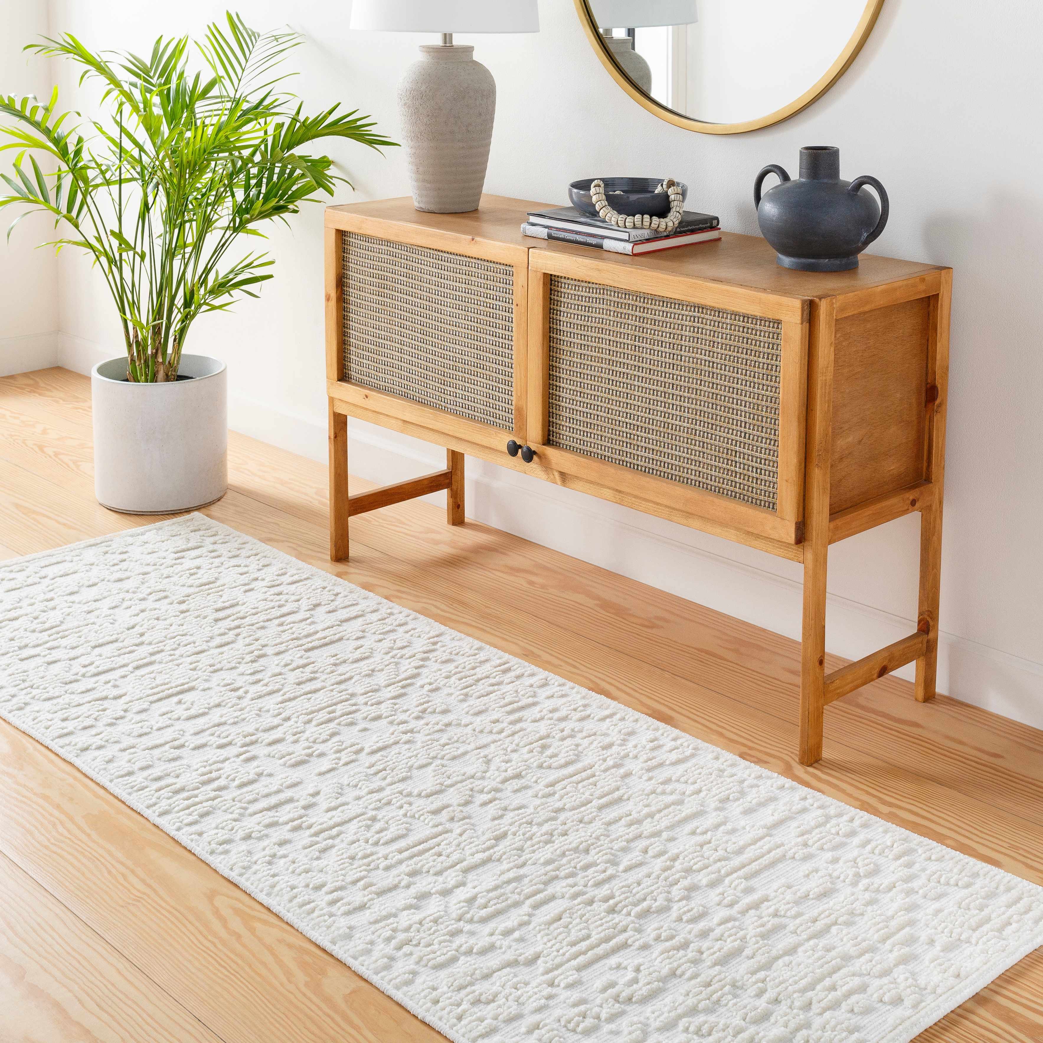 Beren Cream Washable Runner Rug