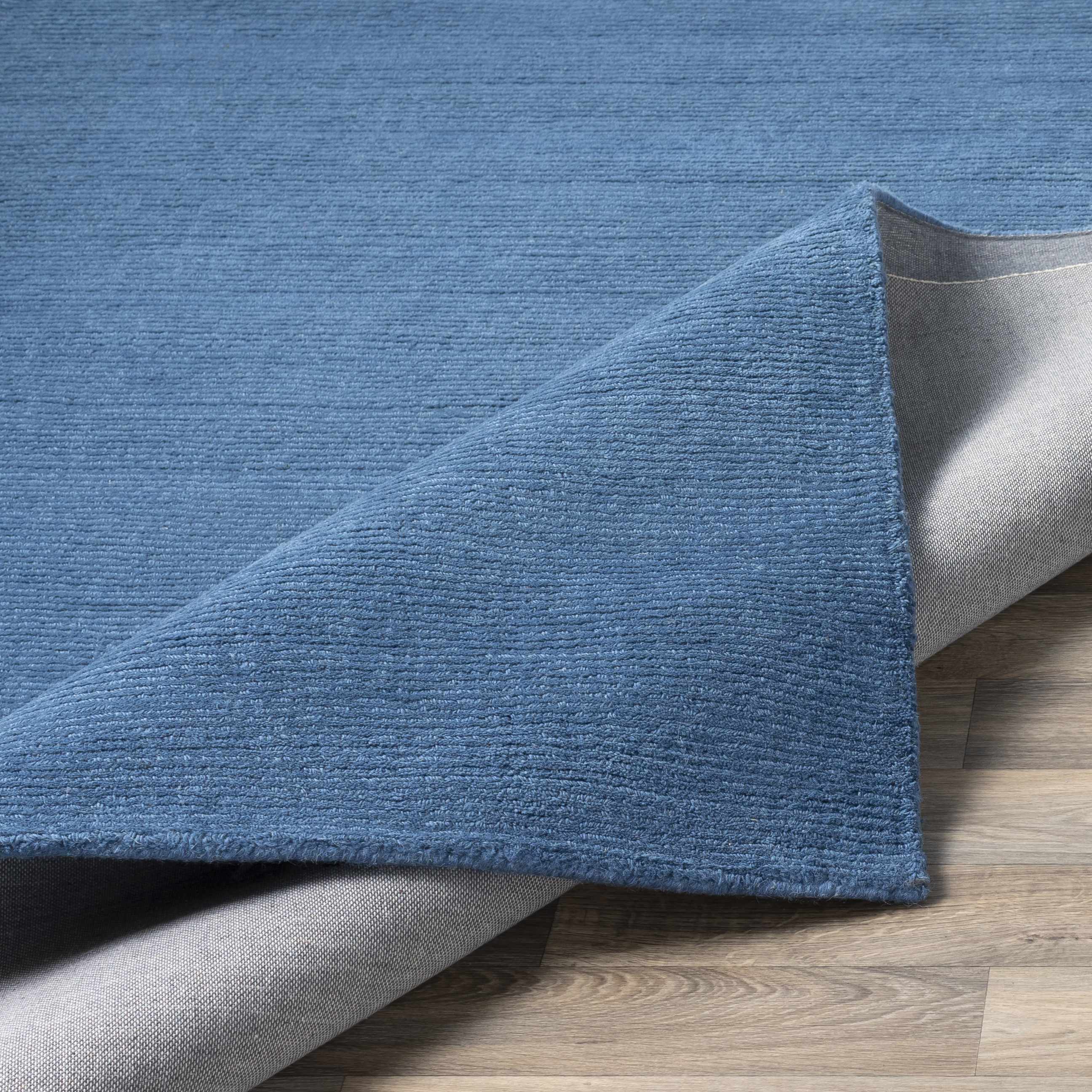 Brockton Solid Wool Blue Runner Rug