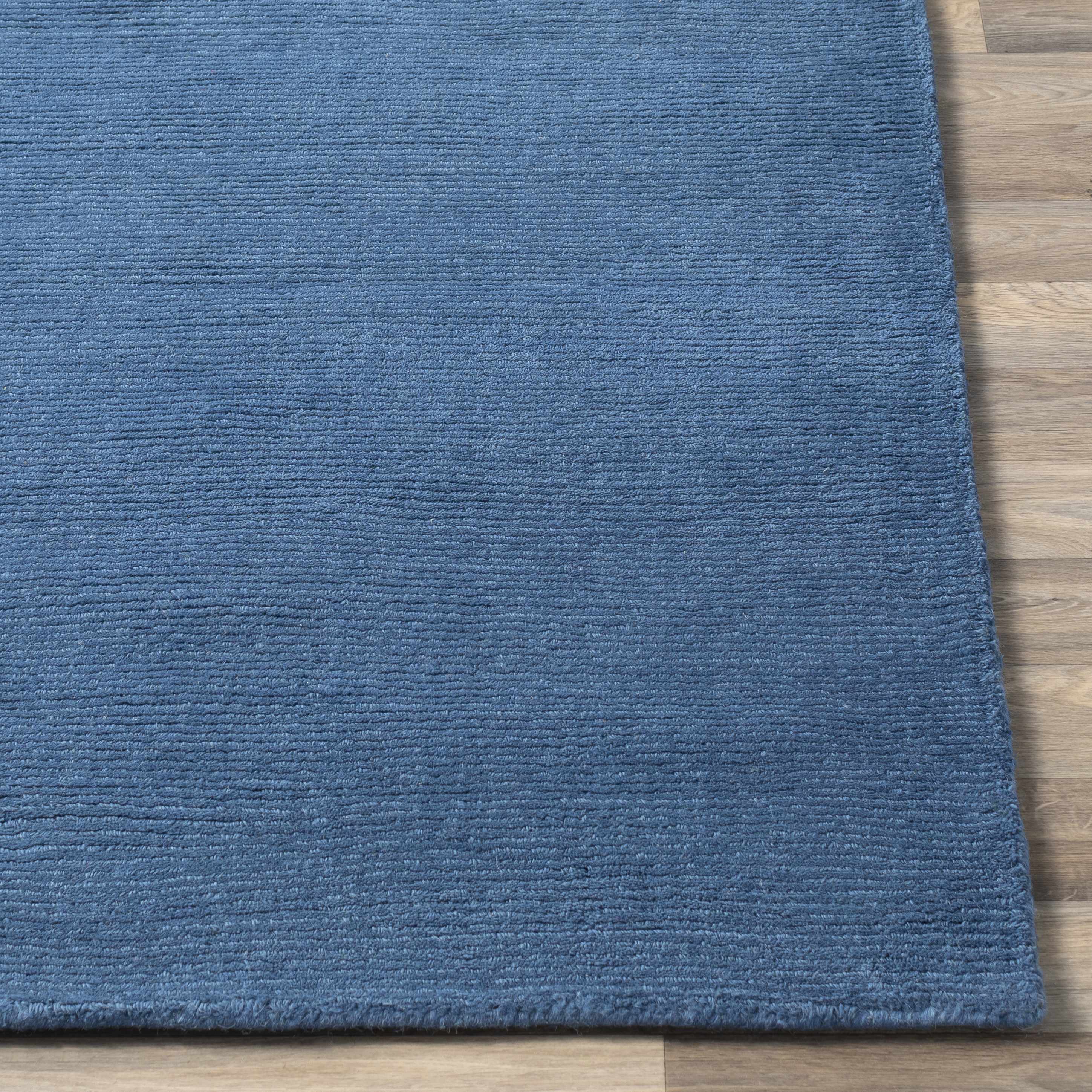 Brockton Solid Wool Blue Runner Rug