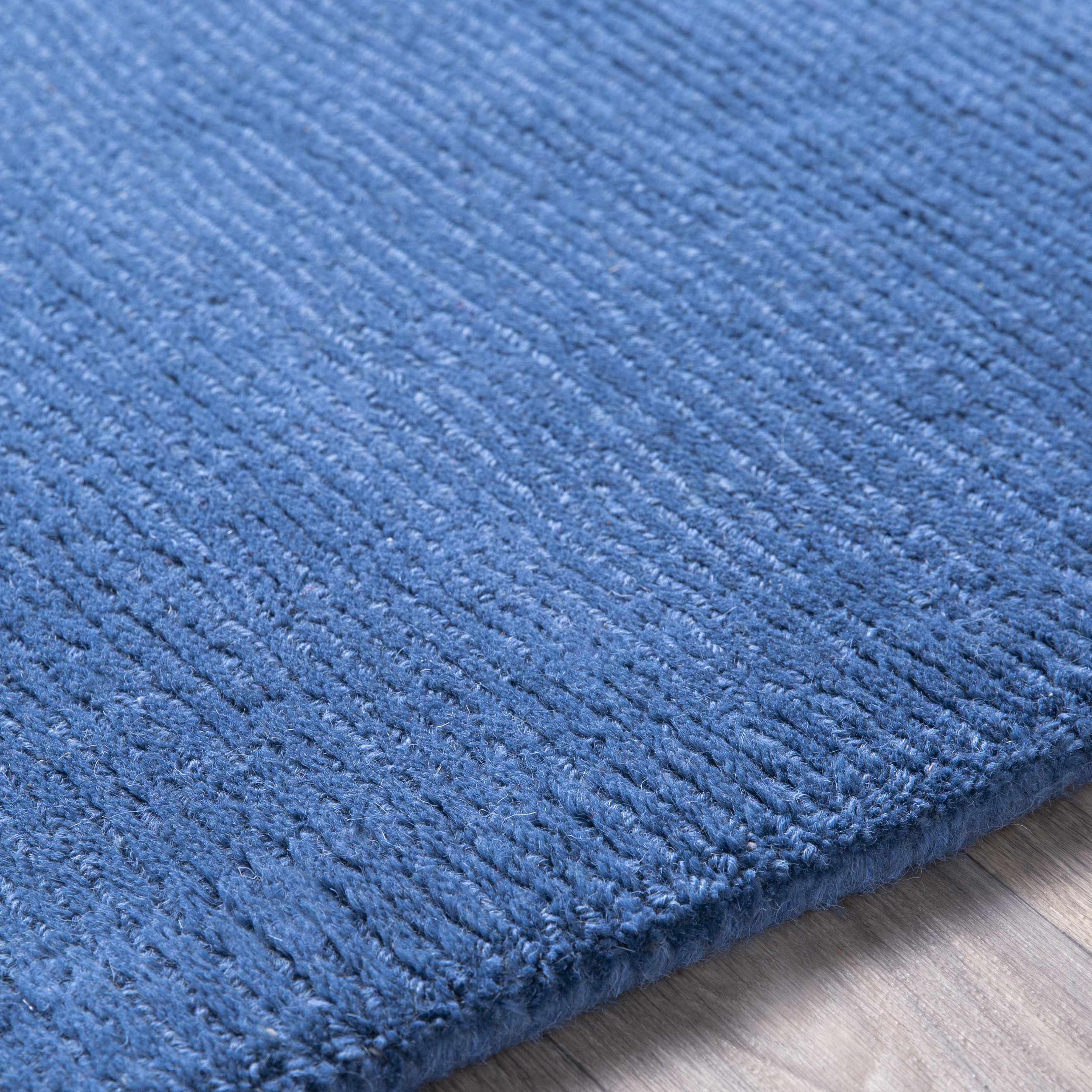 Brockton Solid Wool Blue Runner Rug