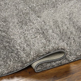 Faina Solid Dark Gray Shag Rug Washable