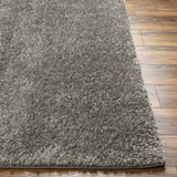 Faina Solid Dark Gray Shag Rug Washable