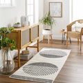 Angus Abstract Black and White 7ft Runner Rug