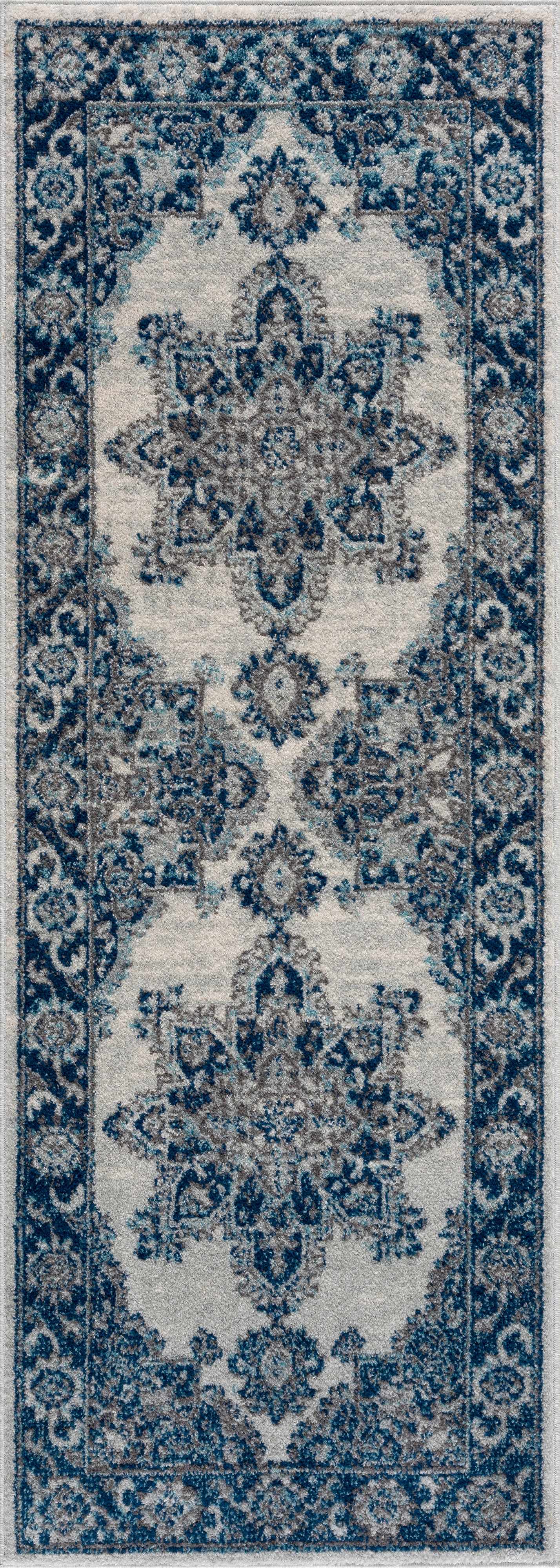 Istanbul Medallion Blue Runner Rug
